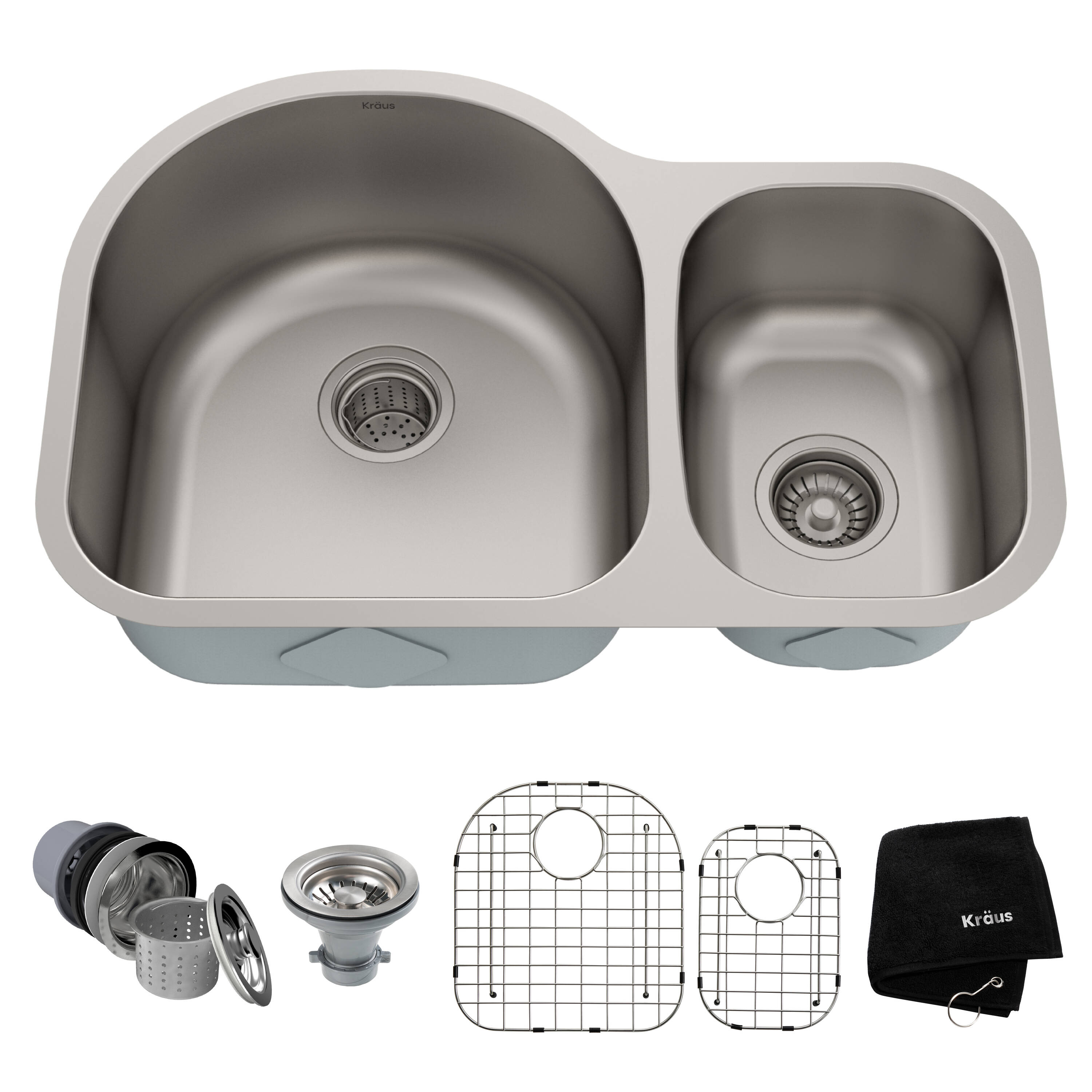Premier 30-inch Satin Stainless Steel Undermount Double Bowl Kitchen Sink