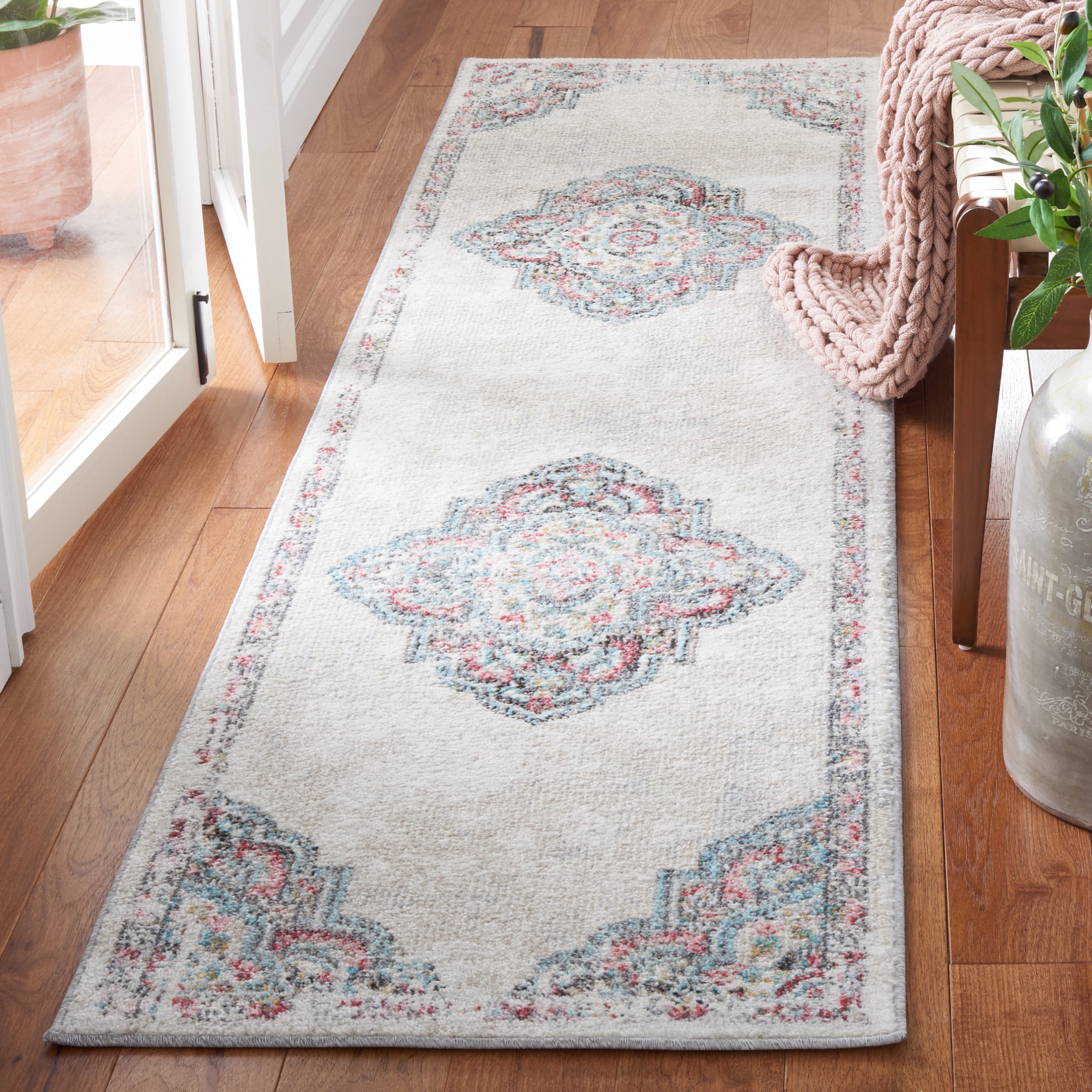Phoenix 277A Ivory/Grey 2 x 10 Rectangular Runner rug