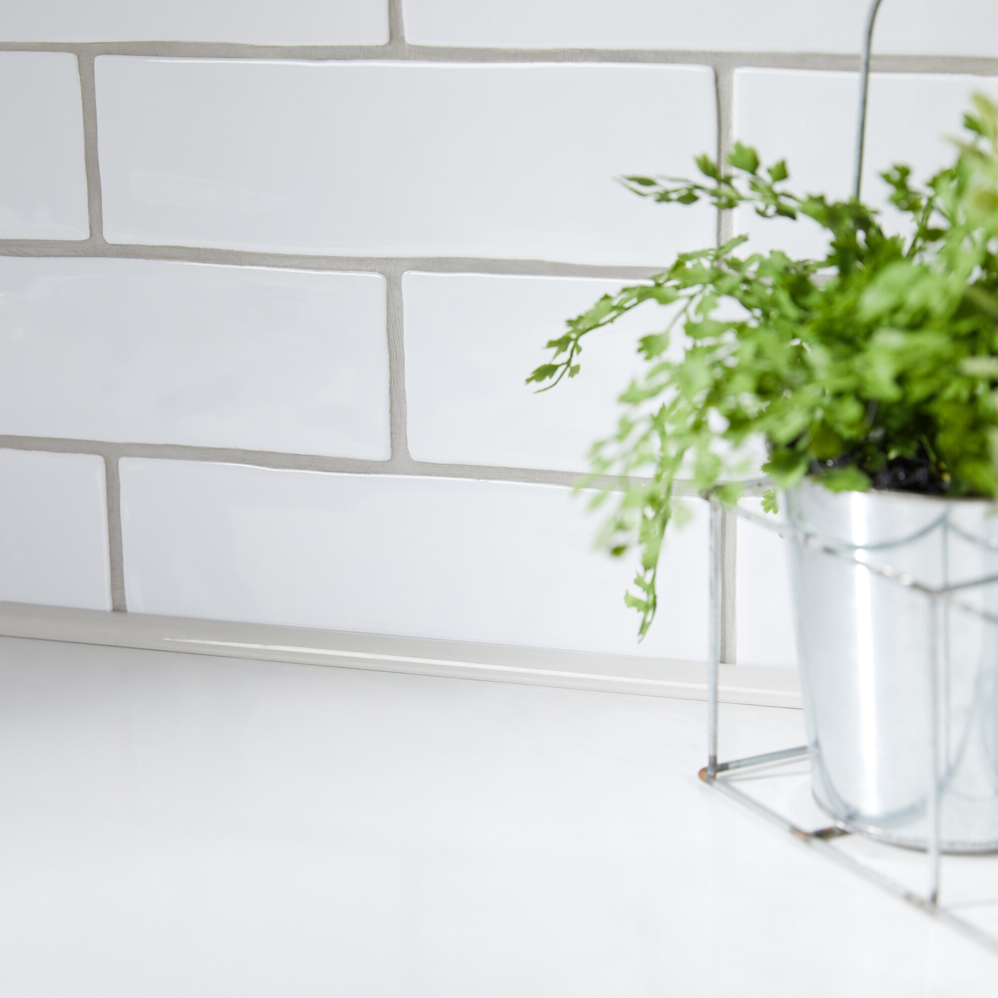 Somerset Collection Somerset White Polished Composite Marble Quarter Round Tile (1/2-in x 12-in)