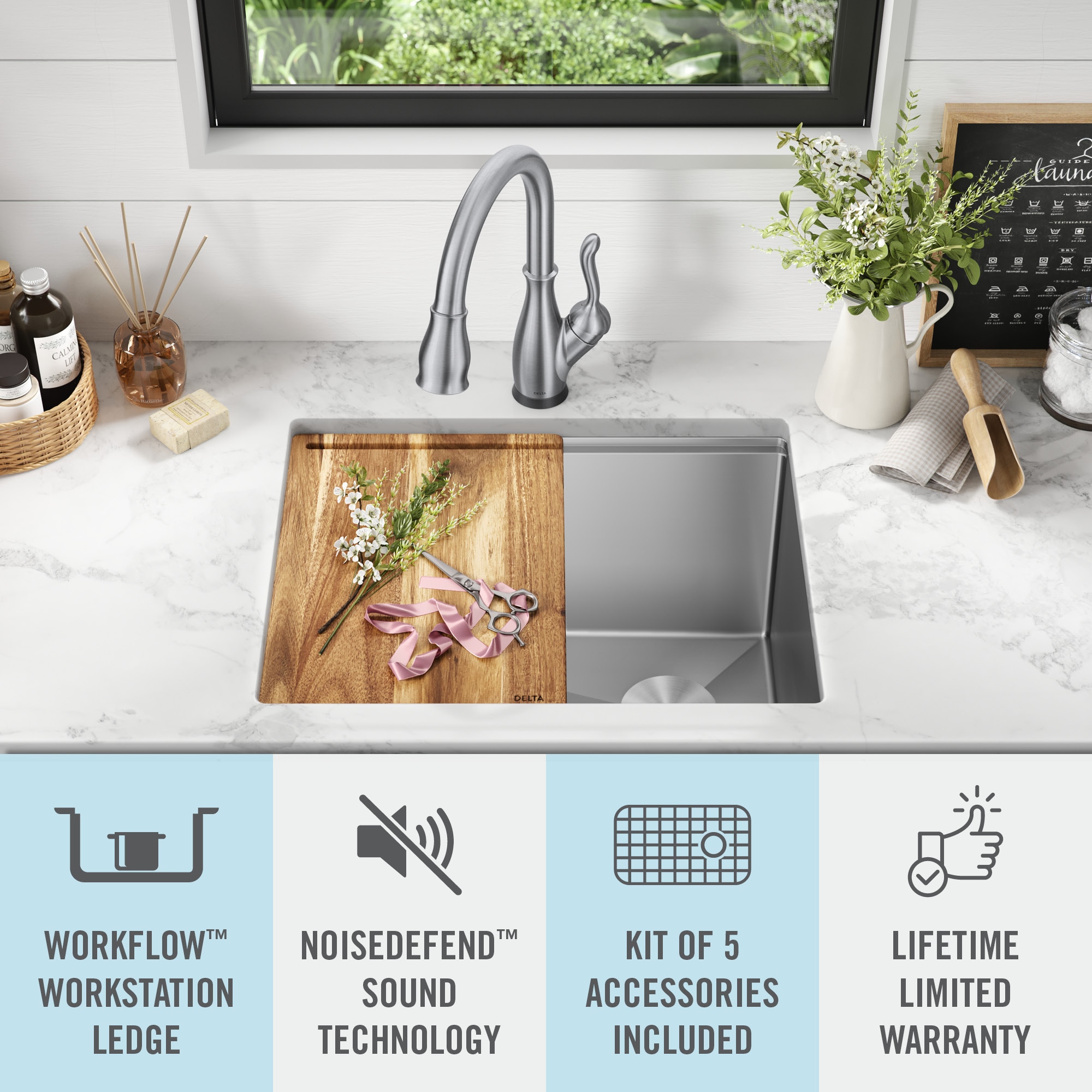 Delta Stainless Steel Undermount Laundry Sink with Workstation and Drain