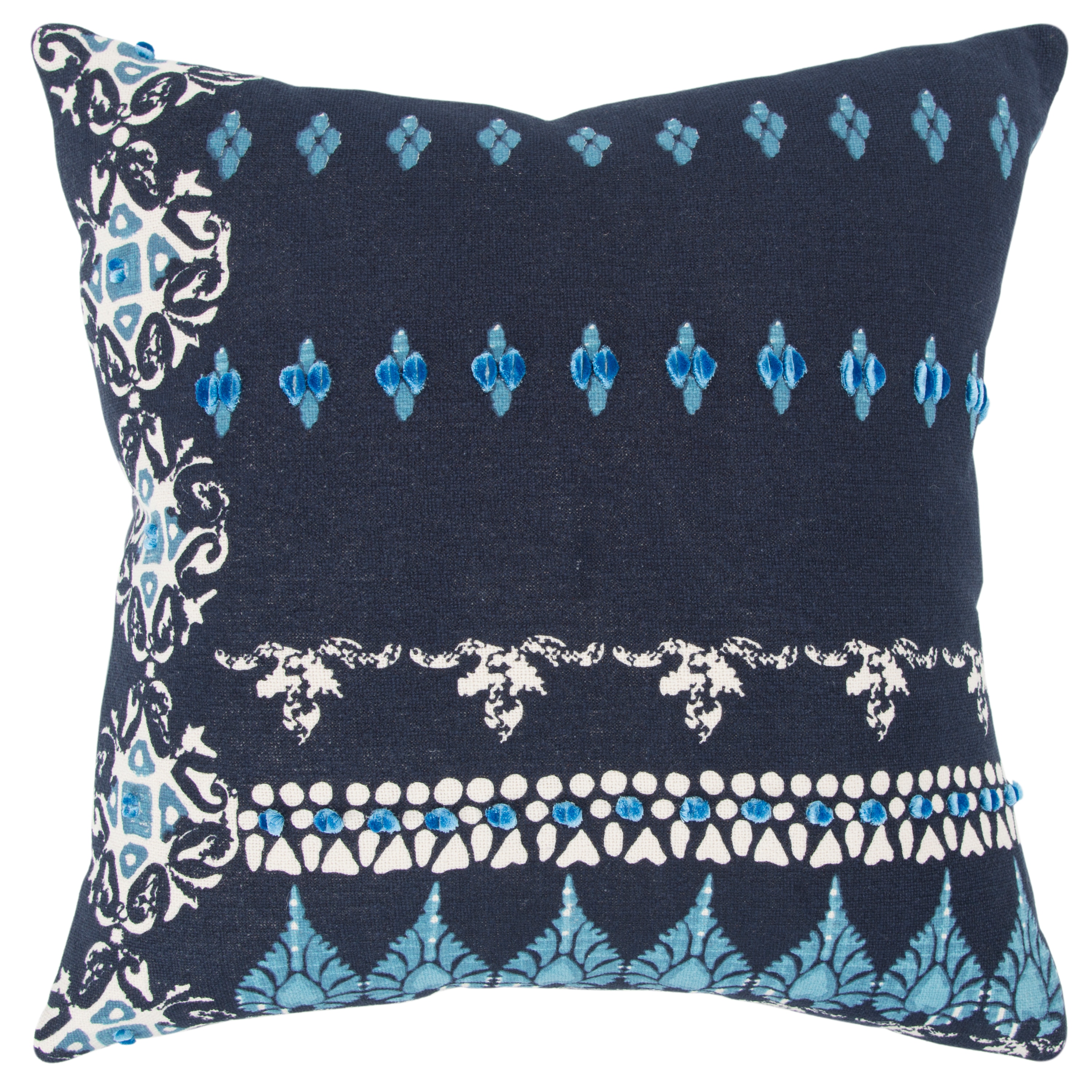 Rizzy Home DOHT13874INWH2020 Donny Osmond 20-in x 20-in Blue Square Indoor Decorative Pillow