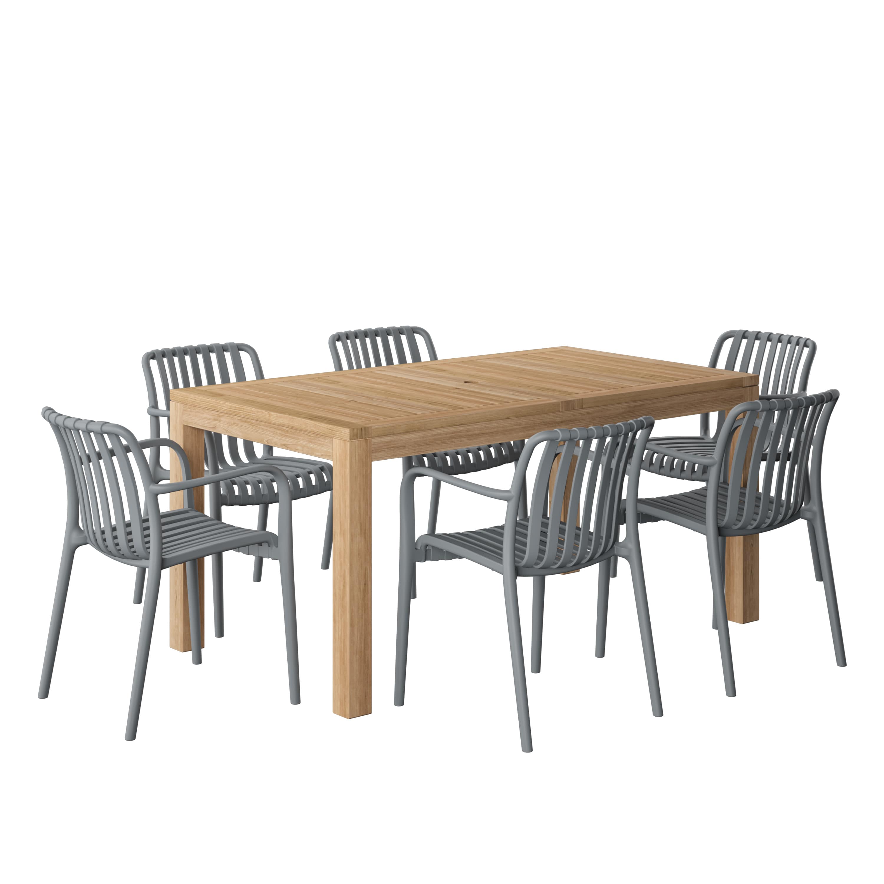 Amazonia RIN-6-CURA-GR Urban Elements Ishigaki Patio Dining Set for 6 – Perfect for Family and Friends - Modern and Stylish Dining Table with Chairs