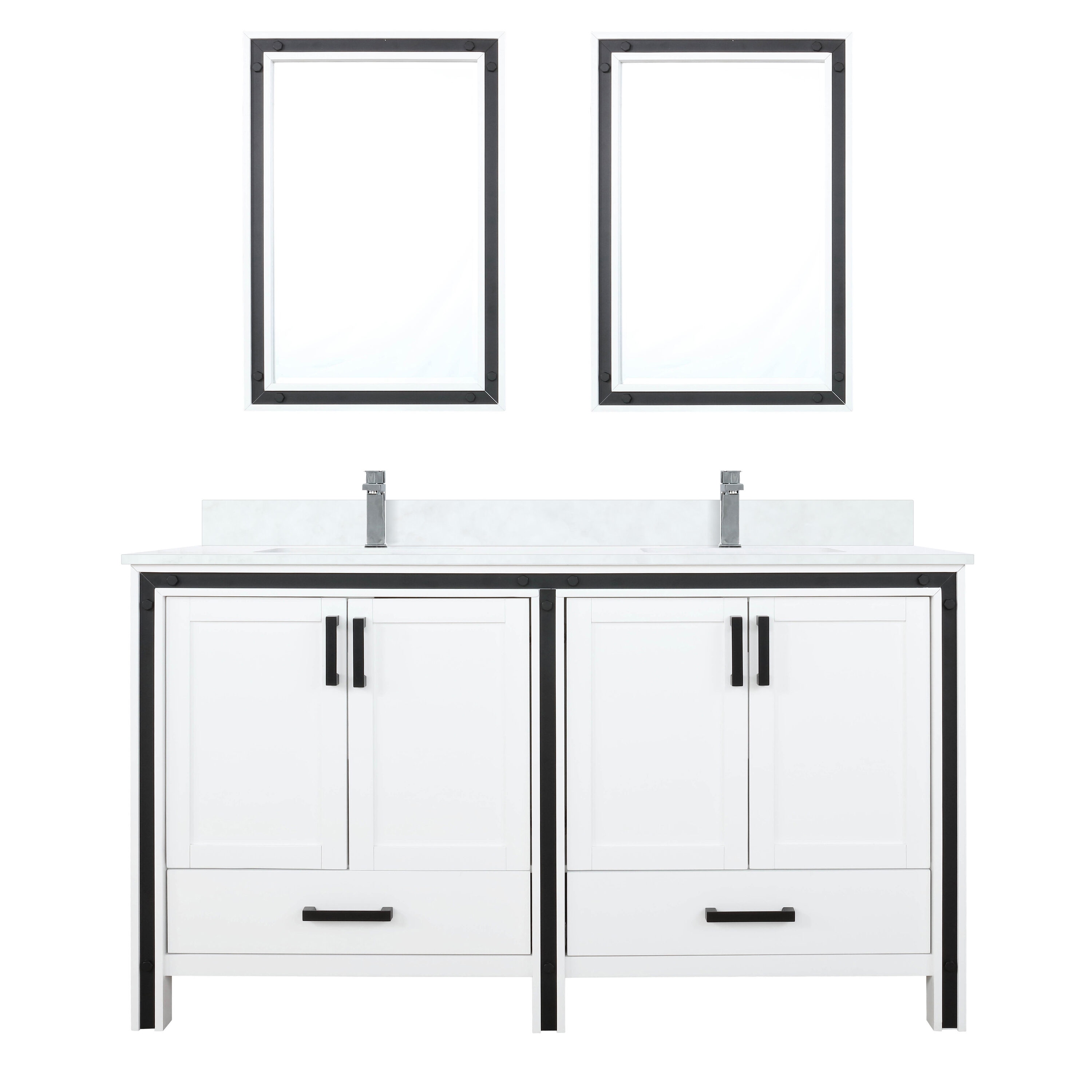 Ziva 60" White Freestanding Double Bathroom Vanity