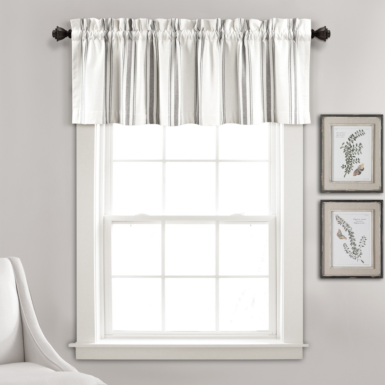 Lush Decor 18-in Gray Cotton Rod Pocket Valance in the Valances ...