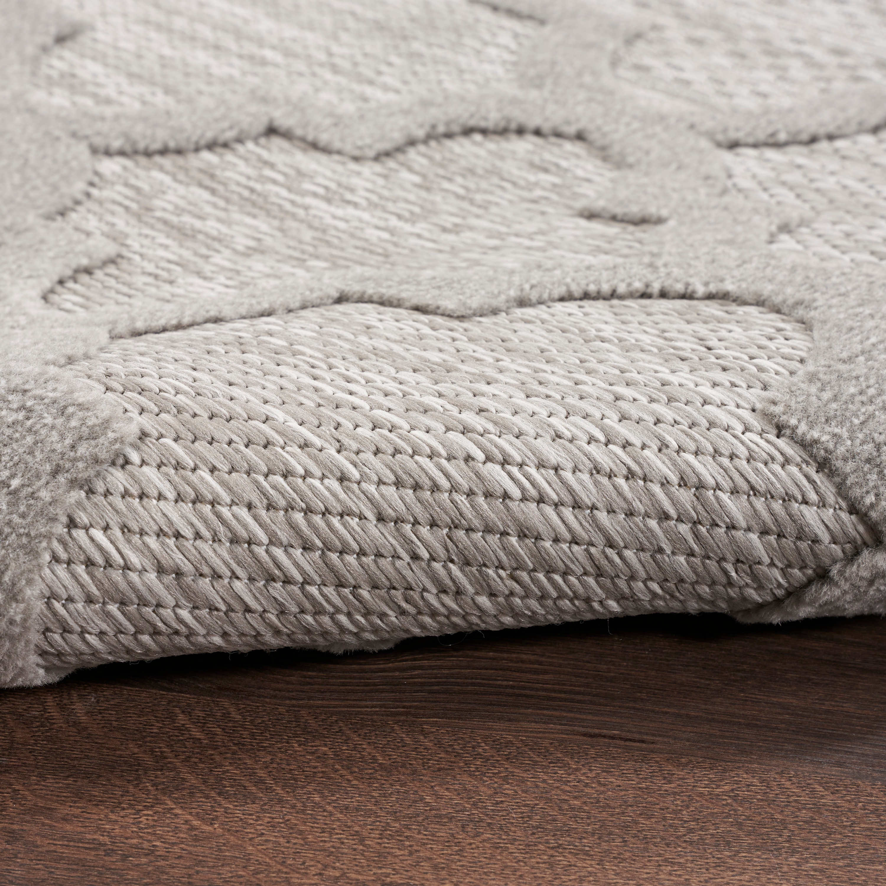 Silver Grey Trellis Flat Woven Reversible Synthetic Rug 2' x 4'