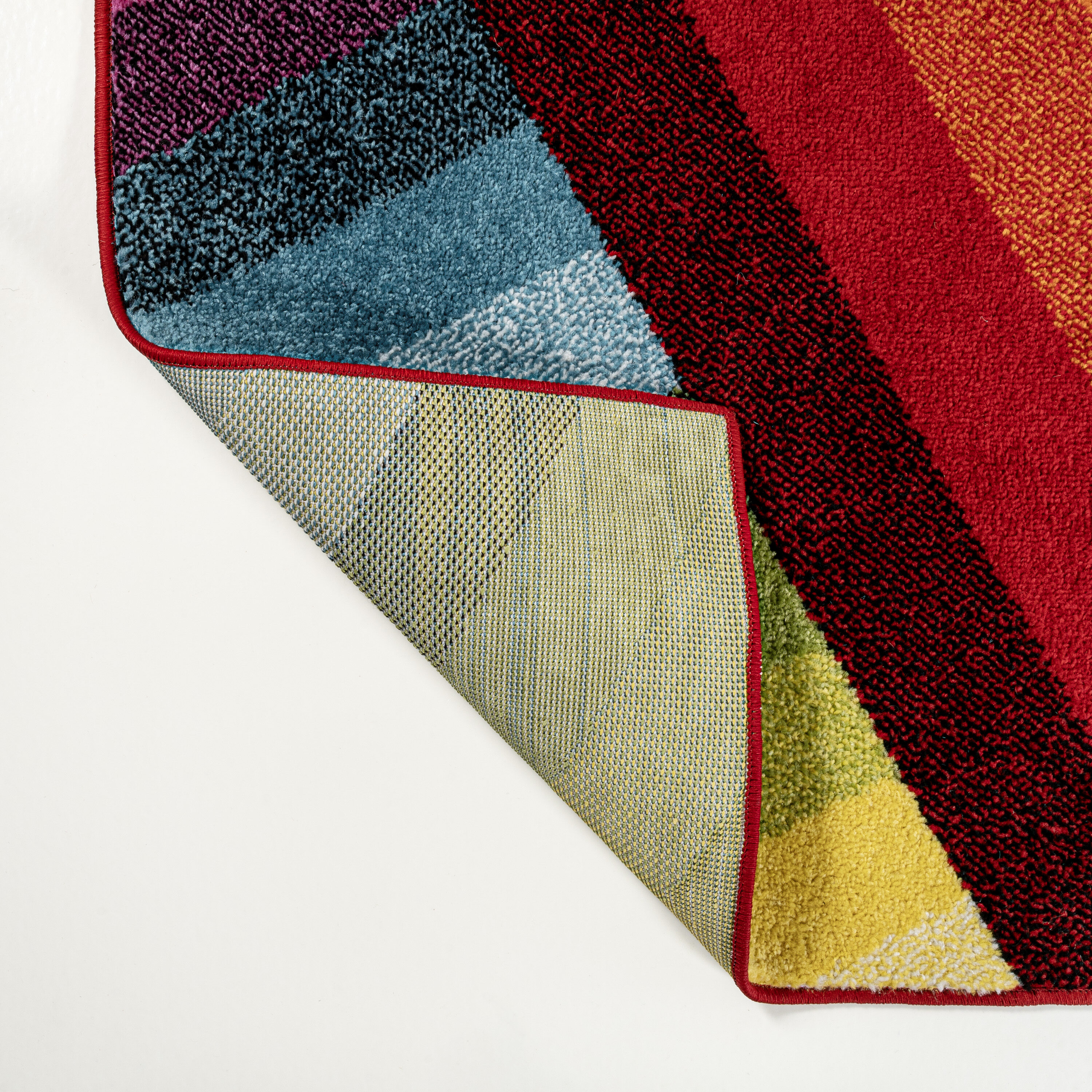 Retro Rainbow Multi-Color Synthetic Stripe Kids Area Rug 3' x 5'