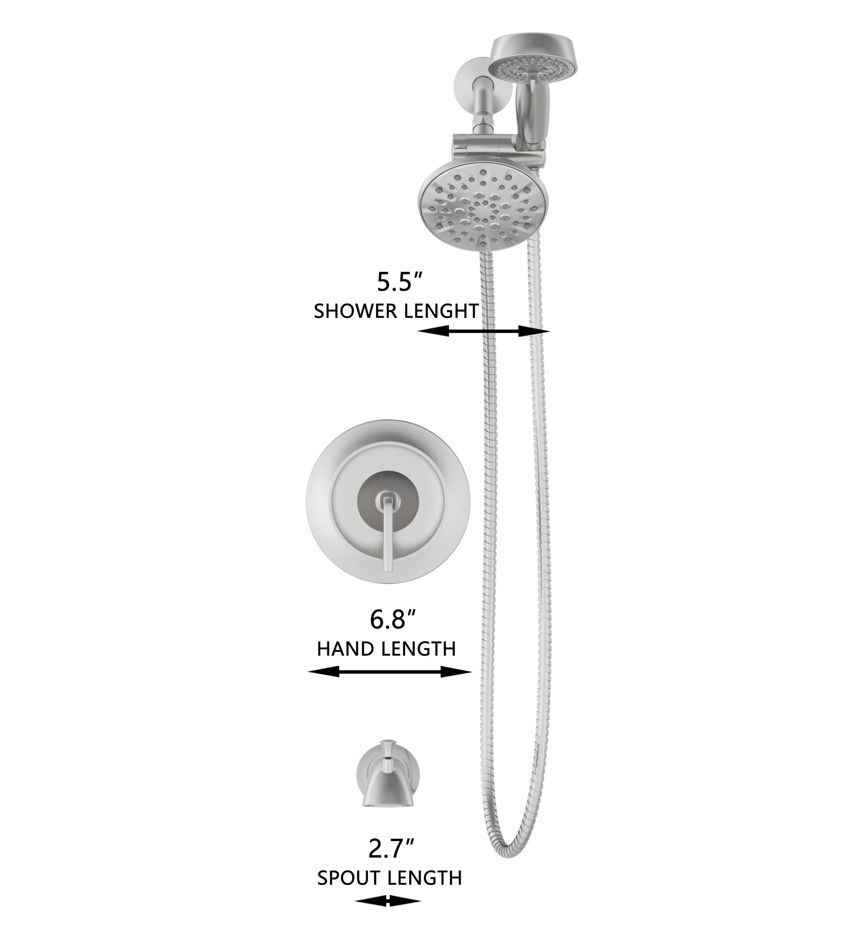 allen + roth Mullen Brushed Nickel 1-handle Multi-function Round Shower ...