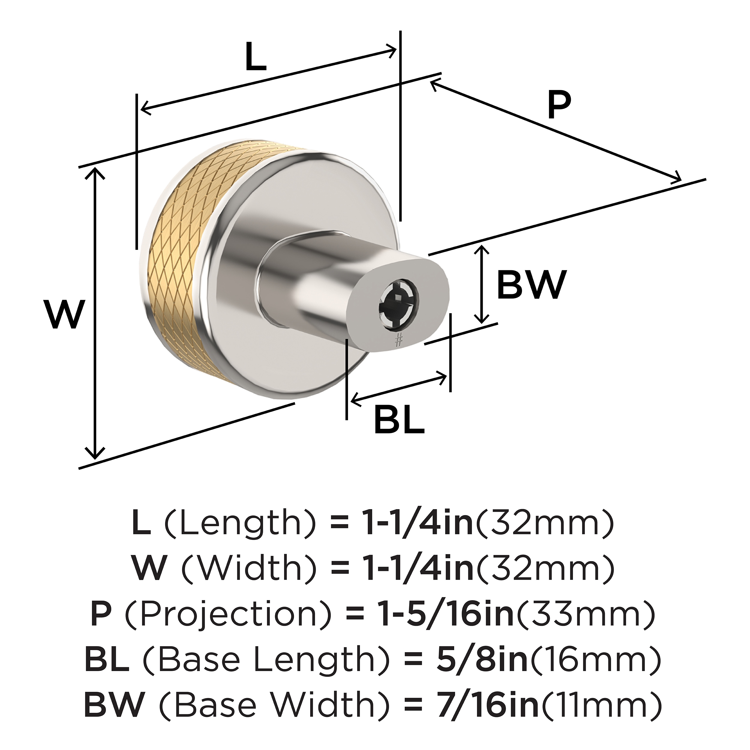 Polished Nickel and Champagne Bronze Round Cabinet Knob