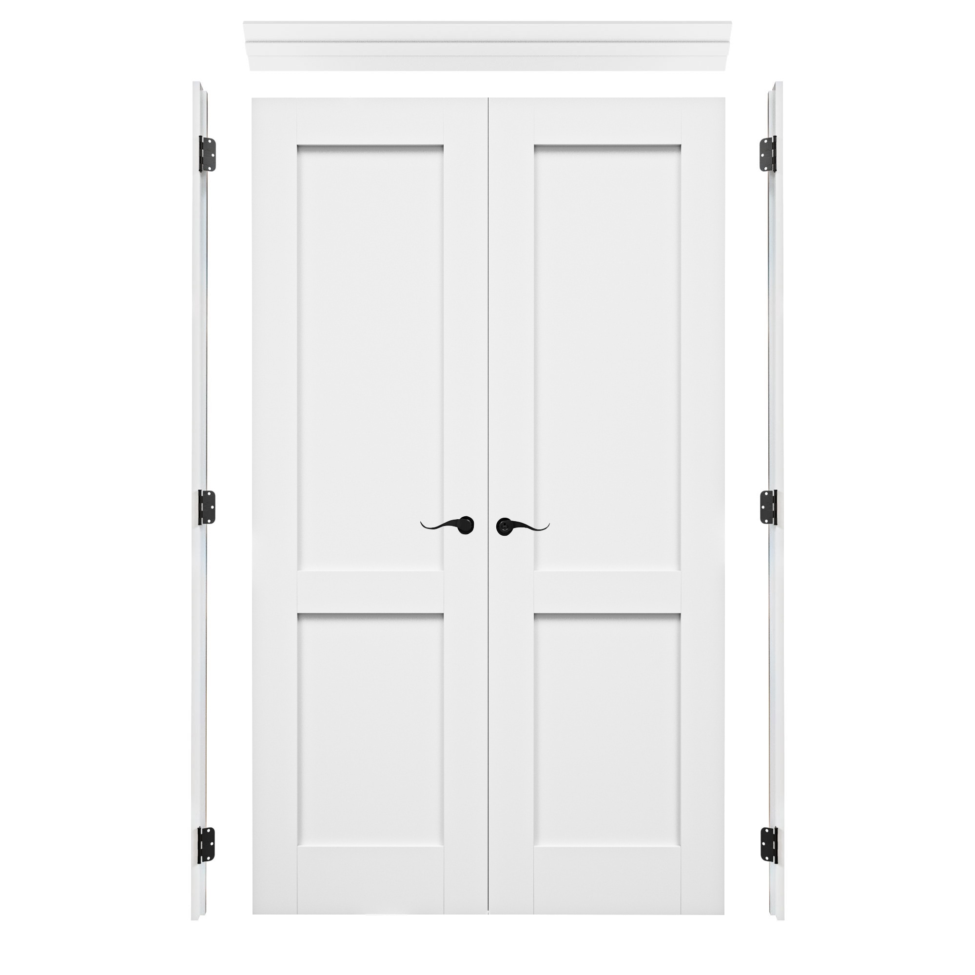 AINLARRY FS-1/2CG-BC-48 Including Quick Assembly Jamb Kit 48-in x 80-in White MDF Interior French Door (Hardware Included)