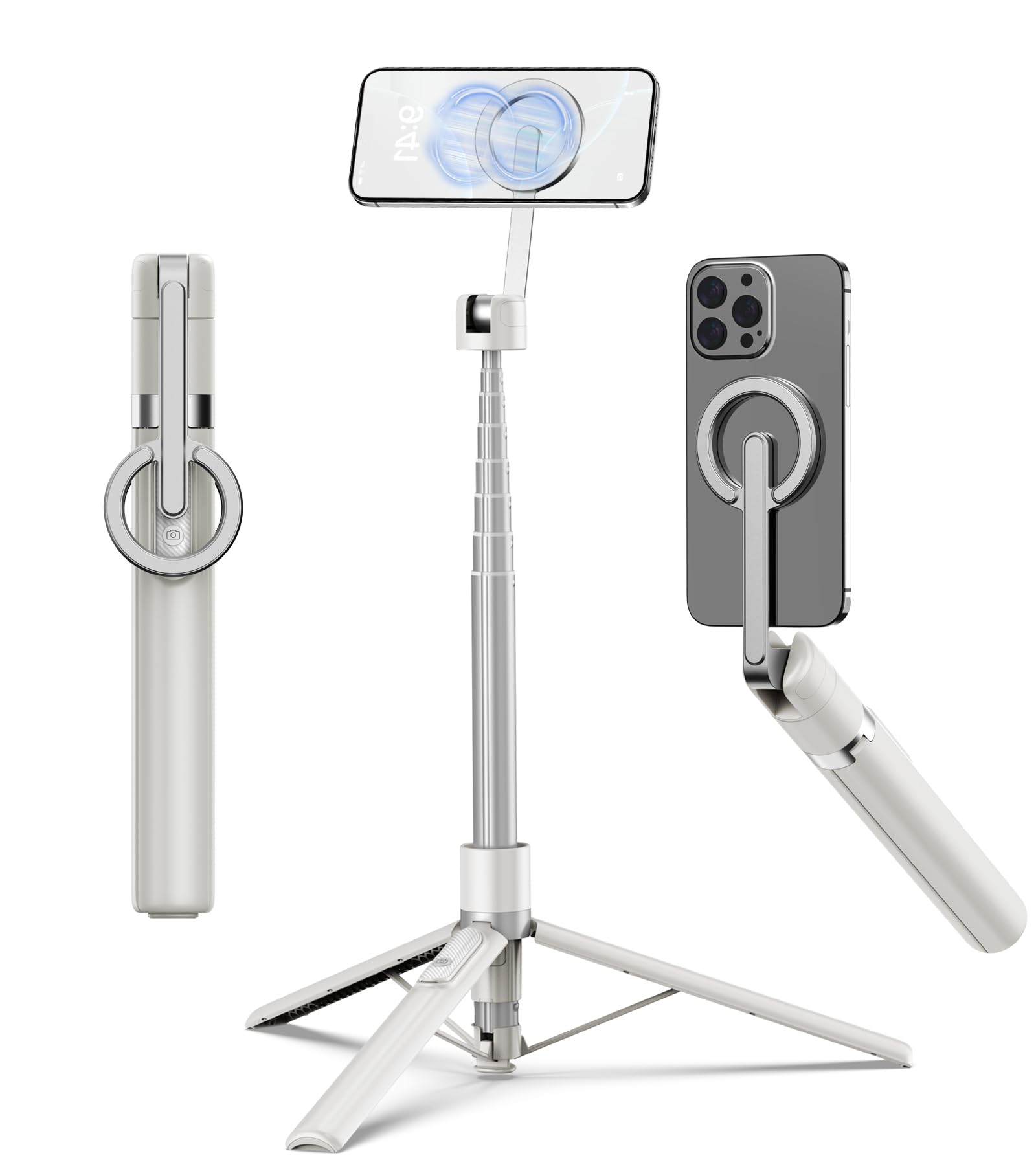 CYIKE  68in Magnetic Selfie Stick Tripod with Aluminum Magnetic Holder for Magsafe 360 Degree Rotatable Travel Phone Tripod Stand with Metal Ring