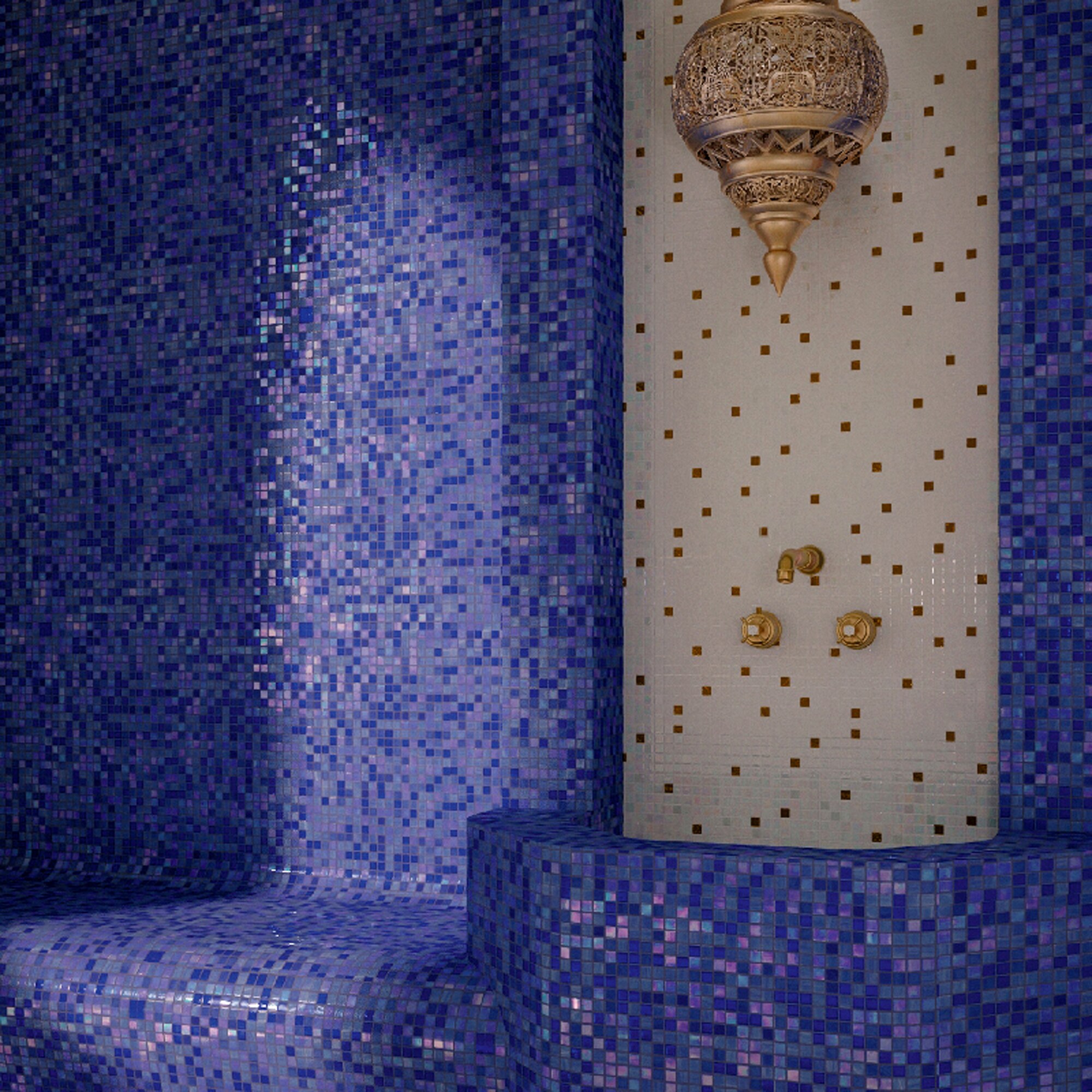 Mingles 11.6" x 11.6" Glossy Blue Glass Mosaic Tile