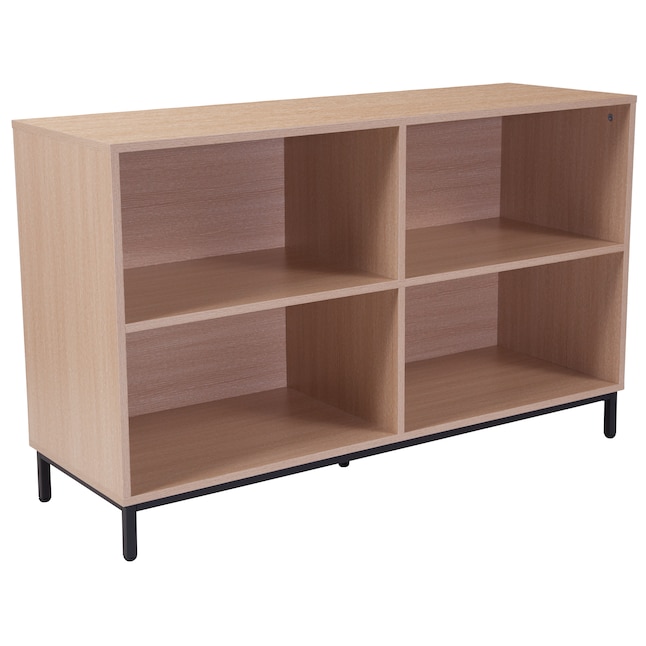 Flash Furniture Dudley Oak Metal 4, Four Shelf Open Bookcase