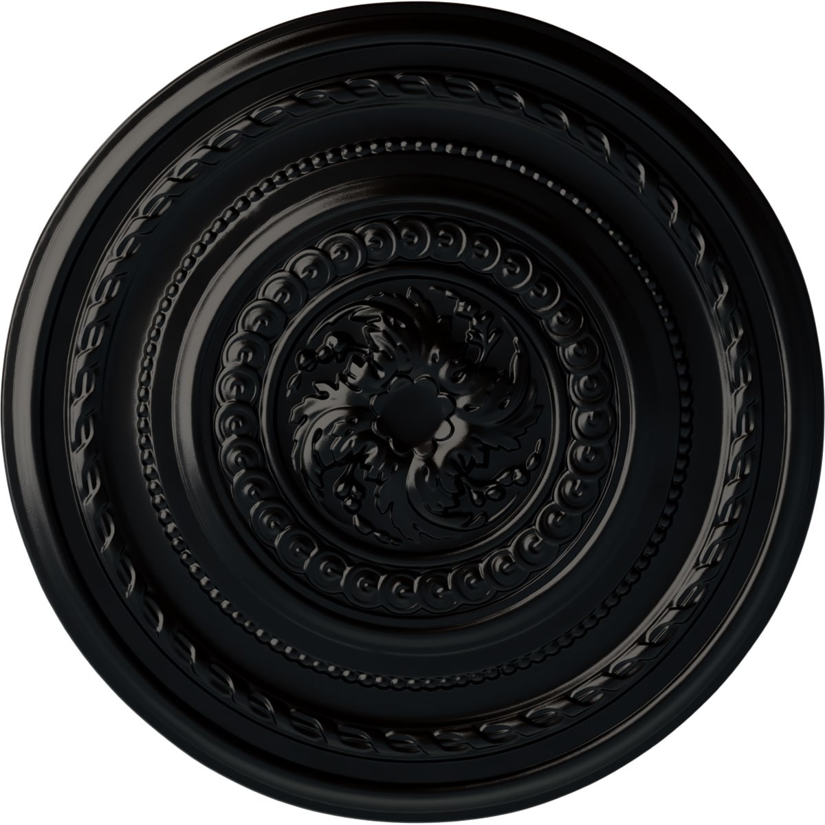 Ekena Millwork CM26PEBLF Pearl 26.25-in W x 26.25-in L Painted Jet Black Polyurethane Whole Ceiling Medallion