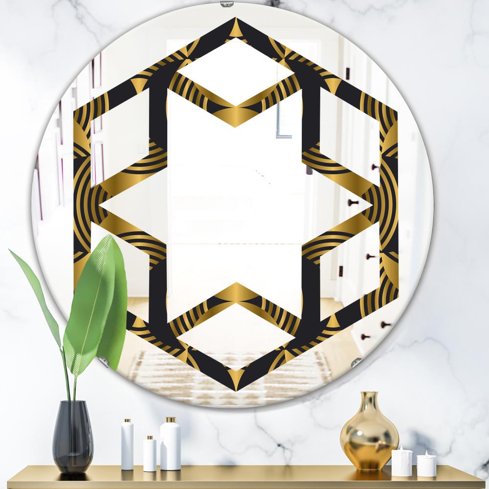 Designart Designart Mirrors 24-in W x 24-in H Round Gold Polished ...