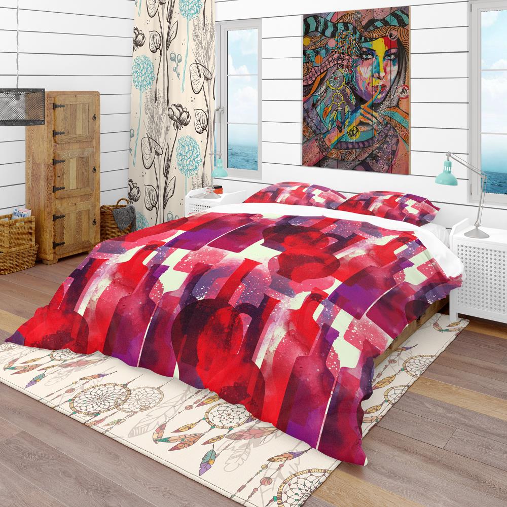 Designart BED18716-T 3 -Piece Red Twin Duvet cover Set