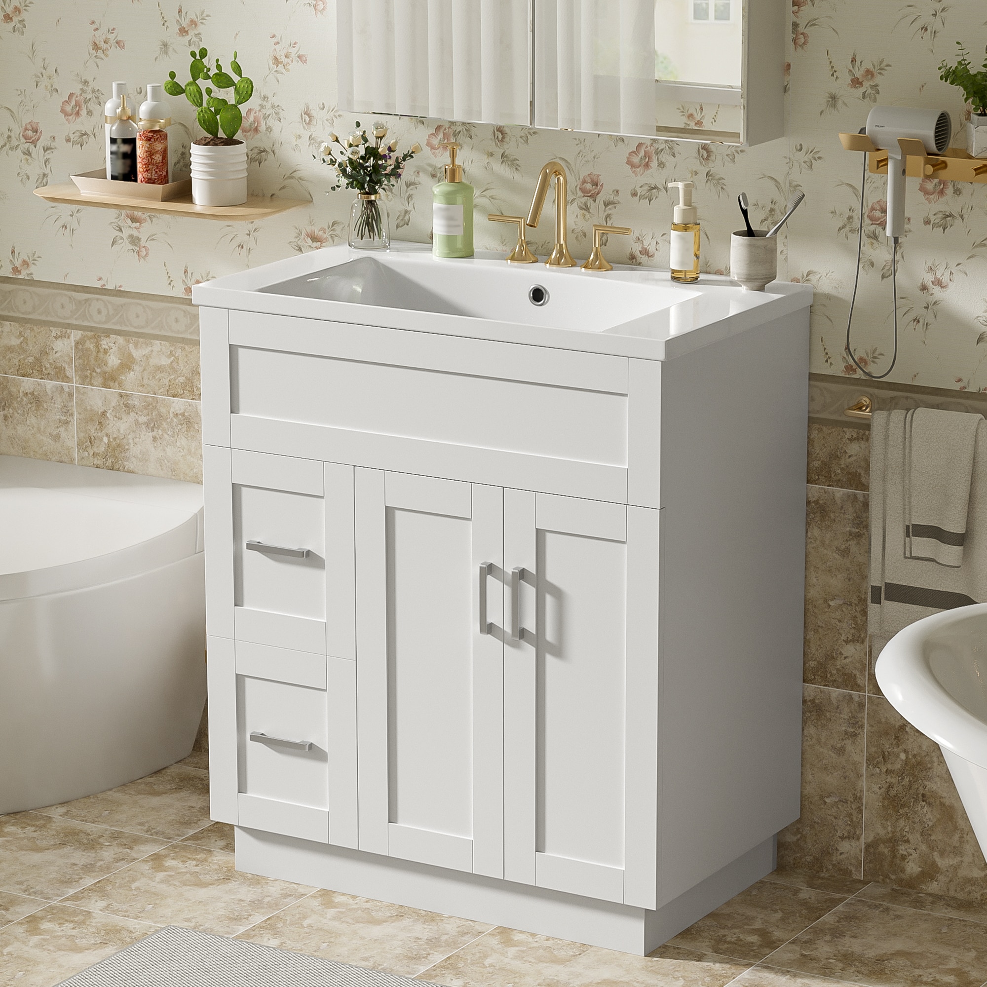 Tahanbath 30-Inch Bathroom Vanity with 2 Doors 2 Drawers Adjustable ...