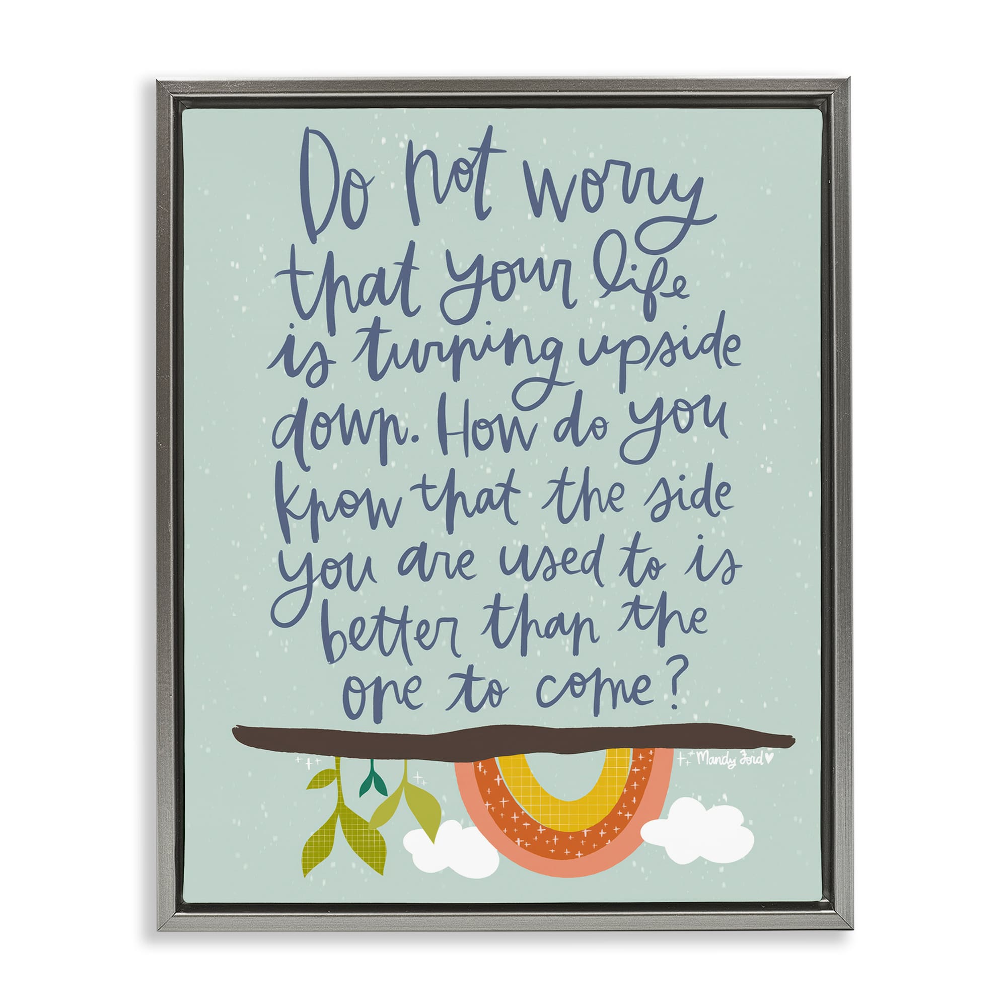 Stupell Industries BS-327-FFL-16X20 Hopeful Encouraging Phrase Gray Framed Floater Canvas Wall Art By Mandy Ford Art + Illustration 17 x 21