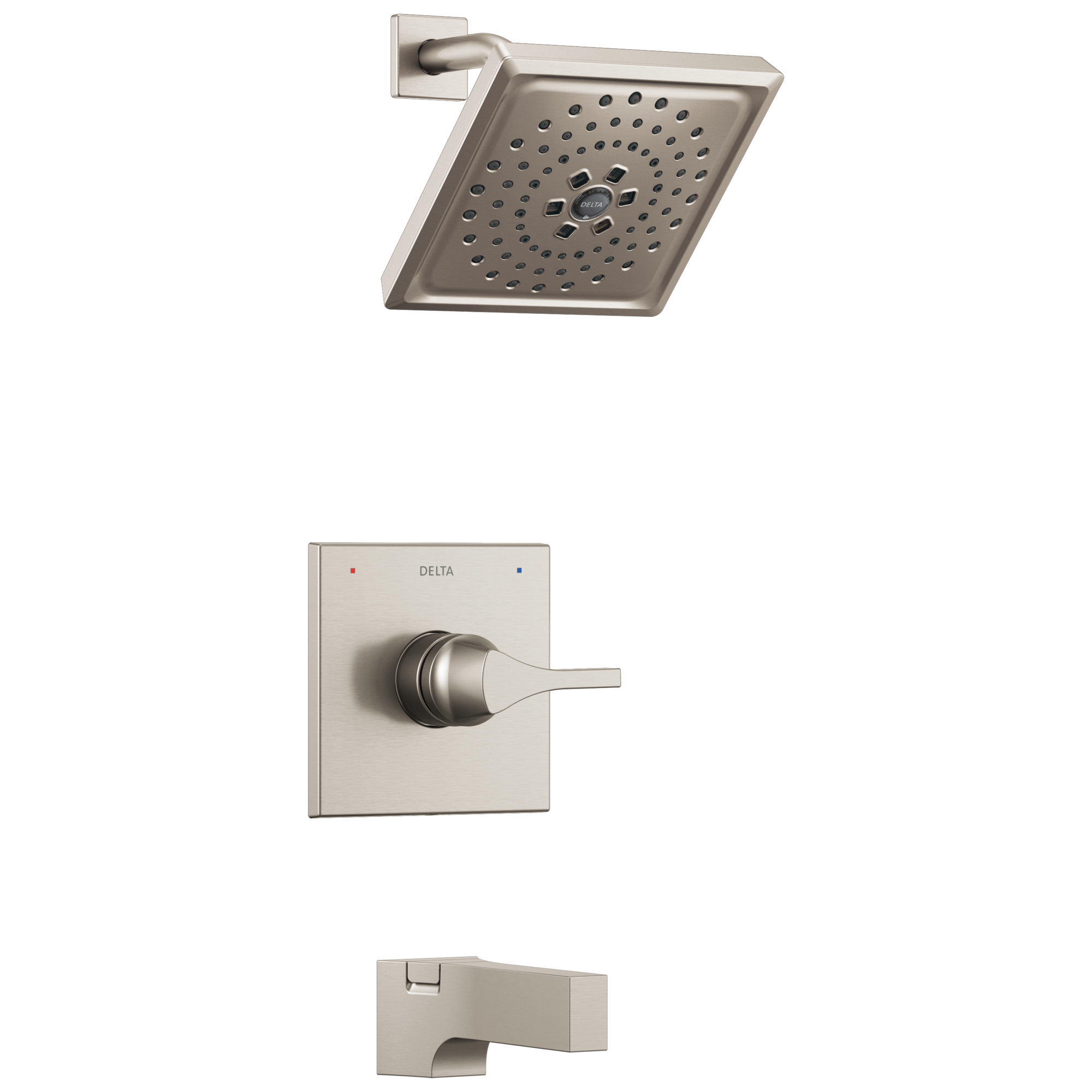 Delta T14474-SS Zura Stainless 1-handle Multi-function 7.6875-Inches Square Bathtub and shower Faucet
