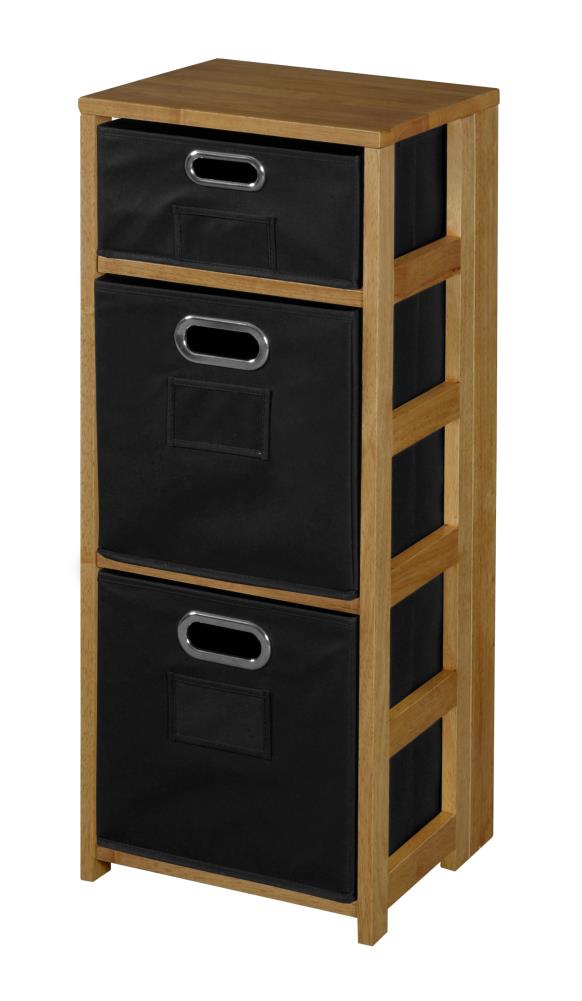 Regency FFSQ3412MOBK Flip Flop Medium Oak/Black Wood 3-Shelf Modular Bookcase (14-in W x 34-in H x 13-in D)