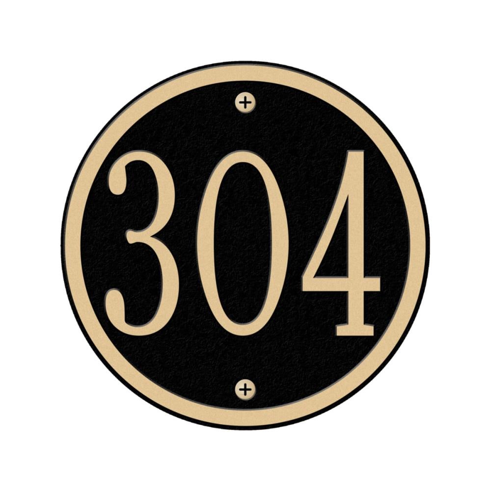 Whitehall 1034BG 6-in H x 6-in W Black/Gold Aluminum Address plaque