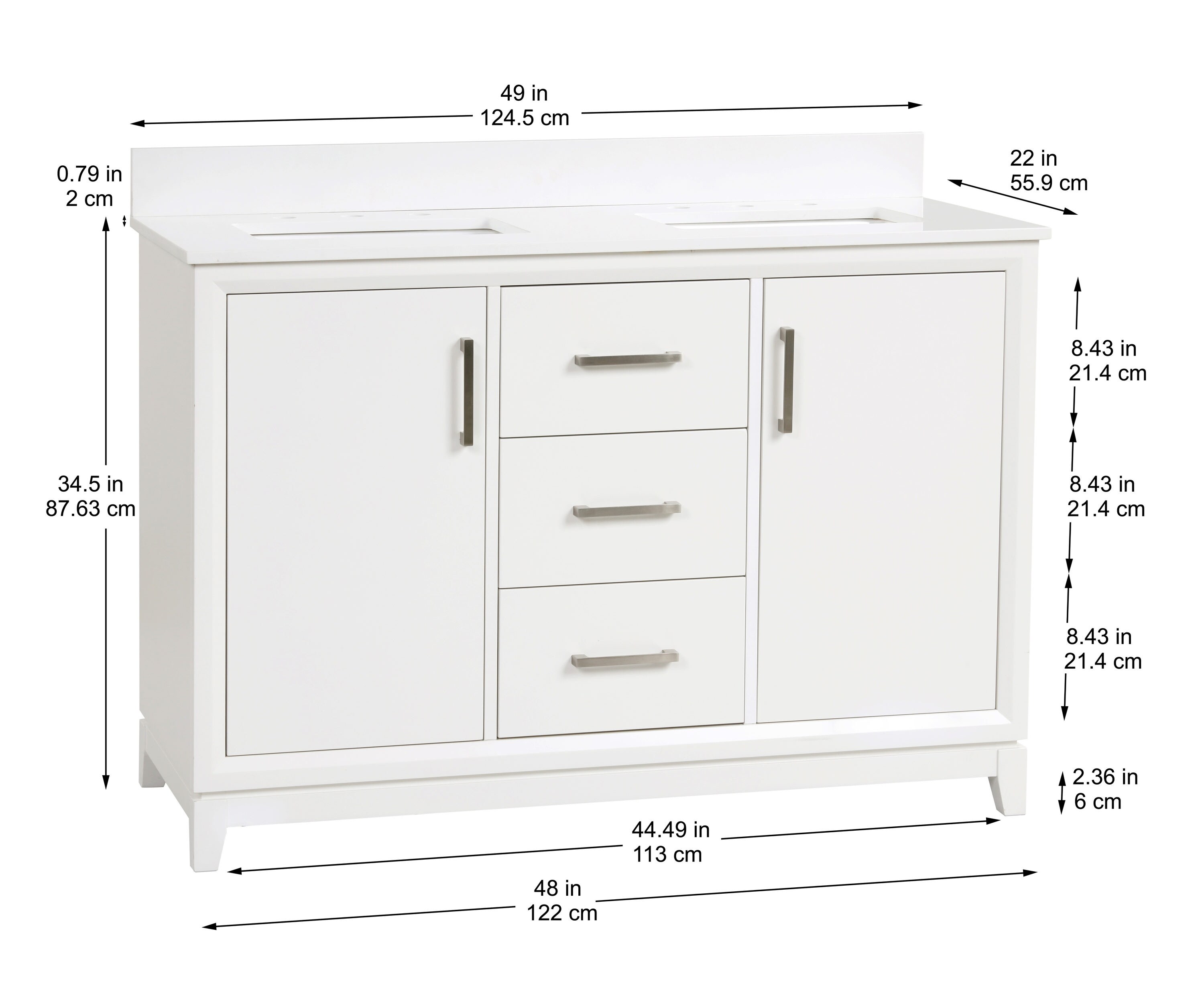 Style Selections Jeanine 48-in White Undermount Double Sink Bathroom ...