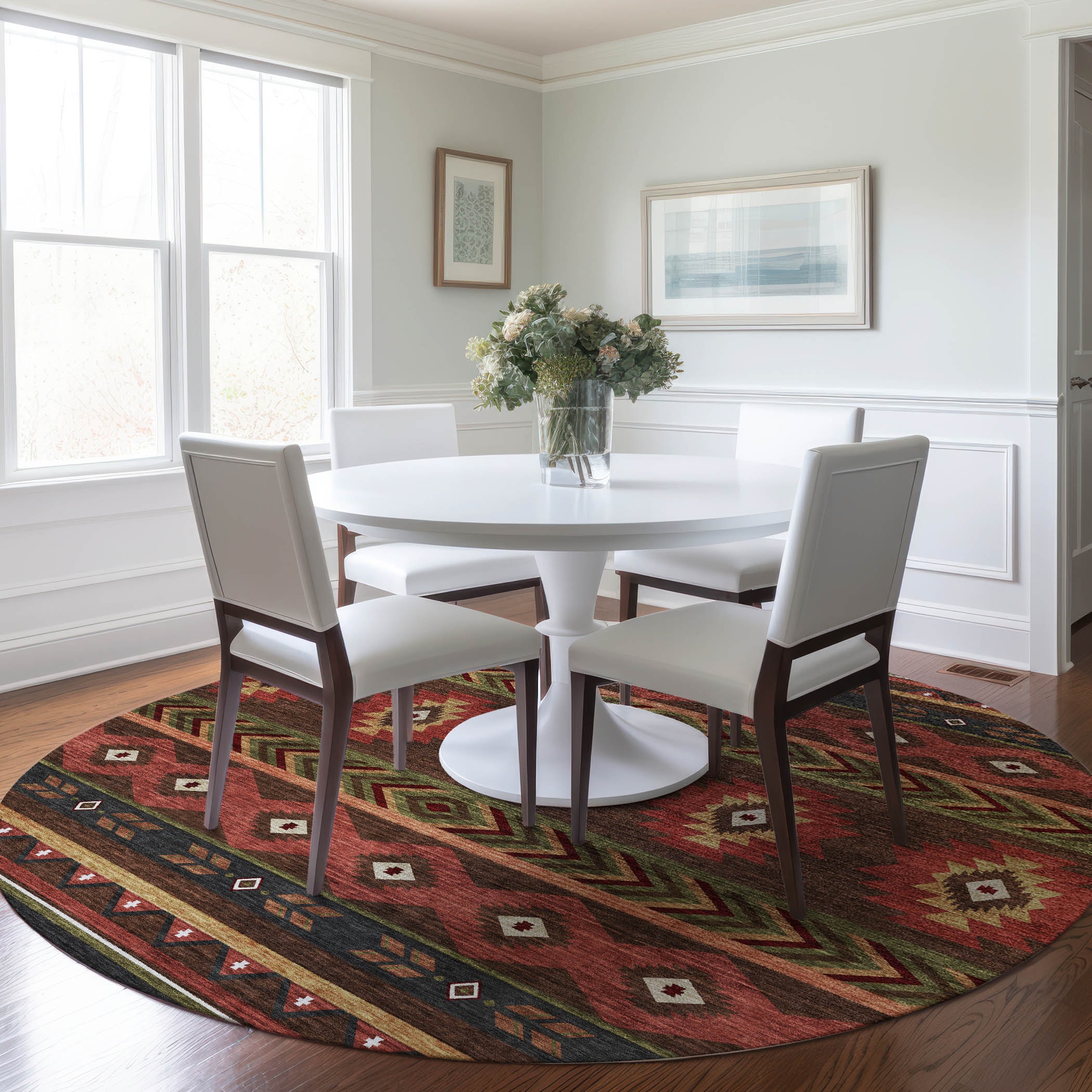Addison Rugs AMF178BR8RO Mayfield AMF178BR 8 x 8 (ft) Loomed Polyester Brown Round Indoor Geometric Machine washable Area rug