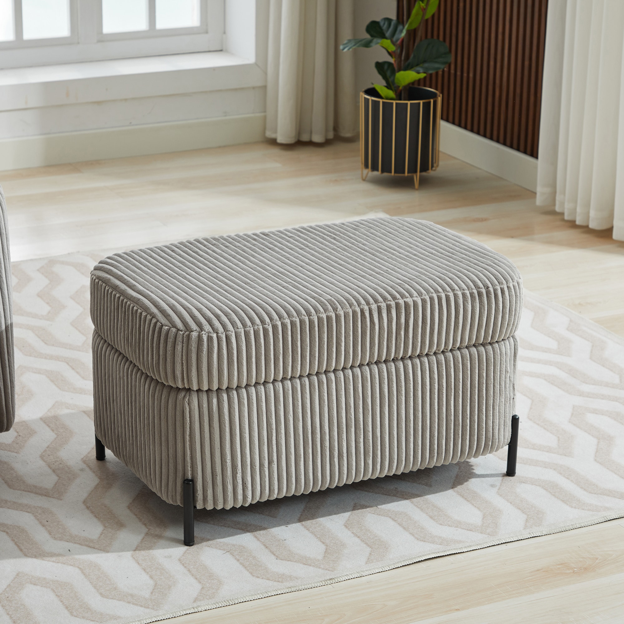 Aortzio HM-A4081-GRAY Modern GRAY Accent Bench with Storage 30.31-in x 19.68-in x 17.71-in