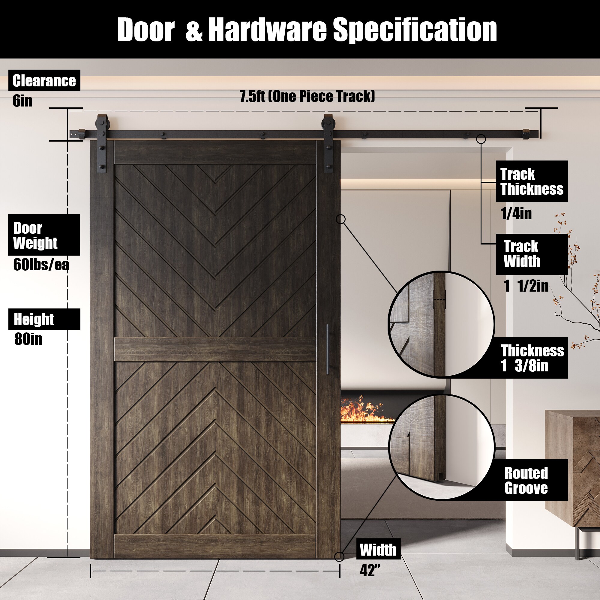 HOMACER YT1H090C-JT4-4280-EB Barn-Doors - View #2