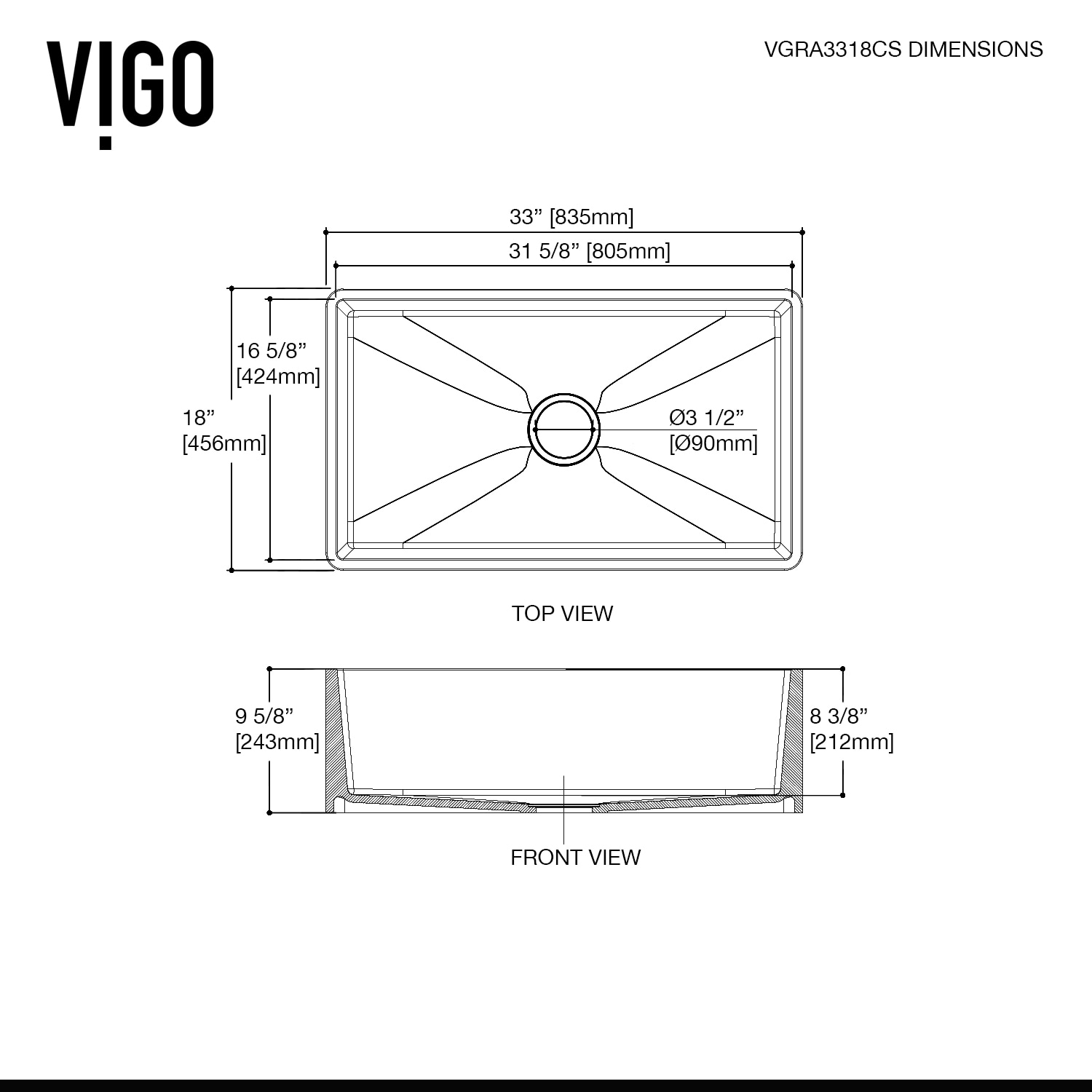 VIGO VGRA3318CS Kitchen-Sinks - View #12