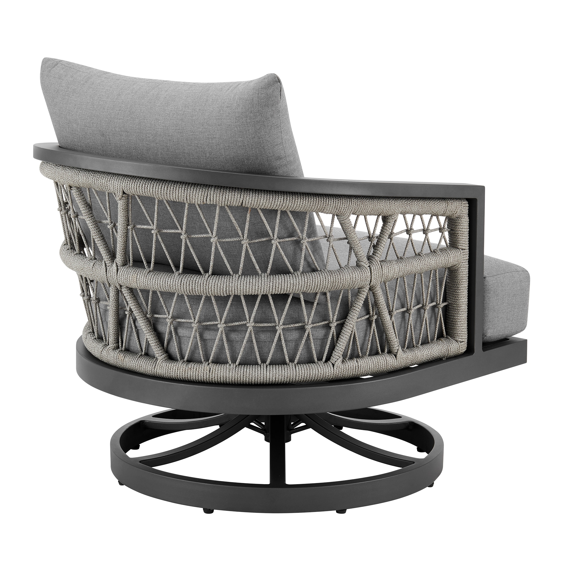 Zella 33" Light Gray Aluminum Swivel Patio Armchair with Cushions