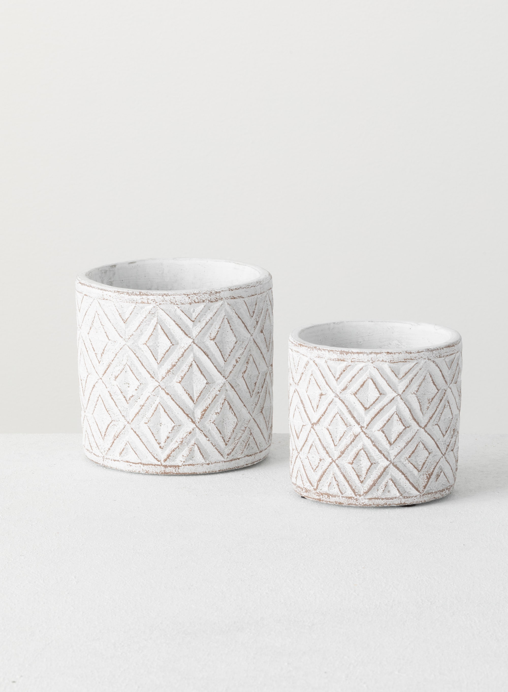 Sullivans CMT1183 2 -Pack Round 4.75-Inches W Small White Cement Indoor Planter