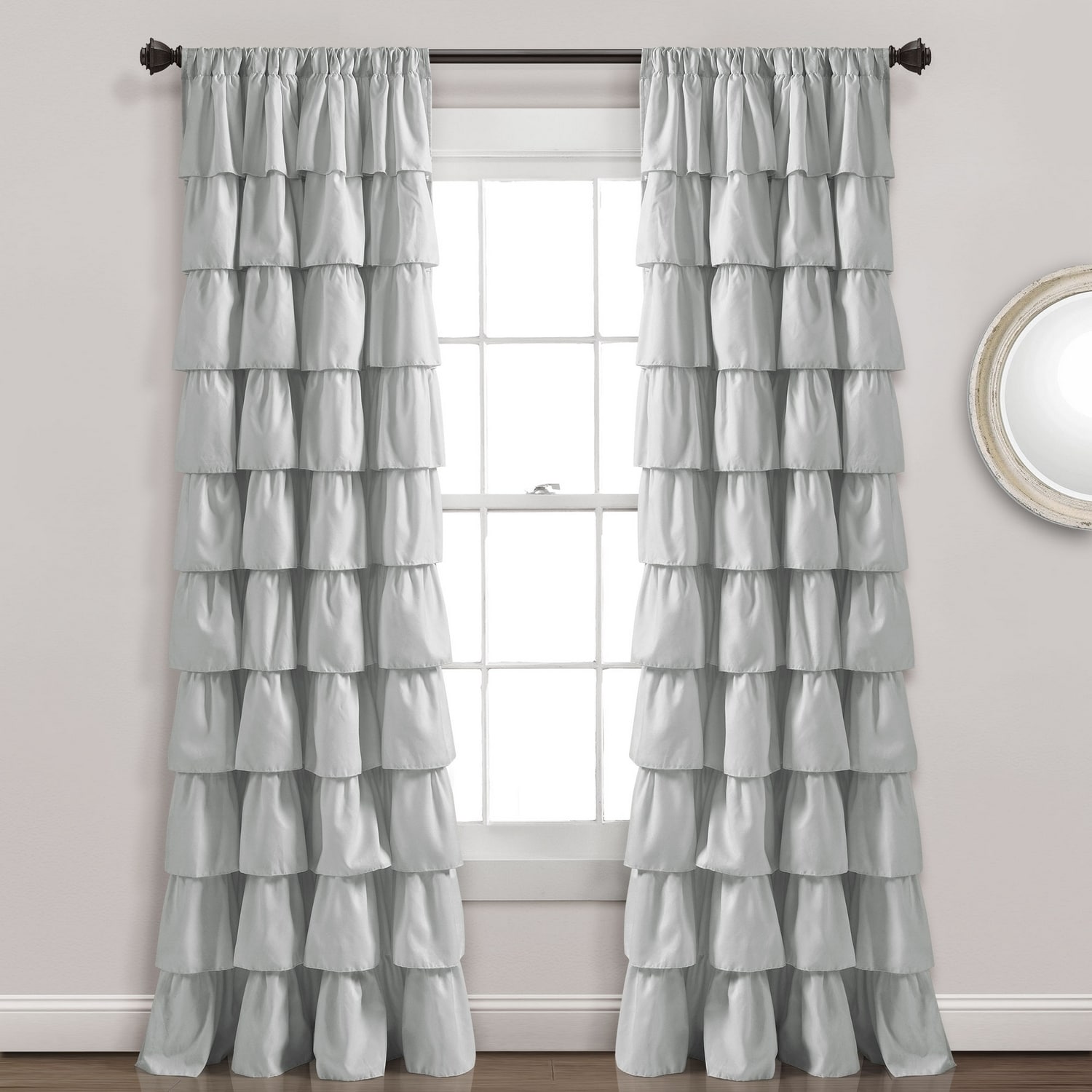 Lush Decor 16T004292 84-Inches Light Gray Rod pocket Single curtain panel
