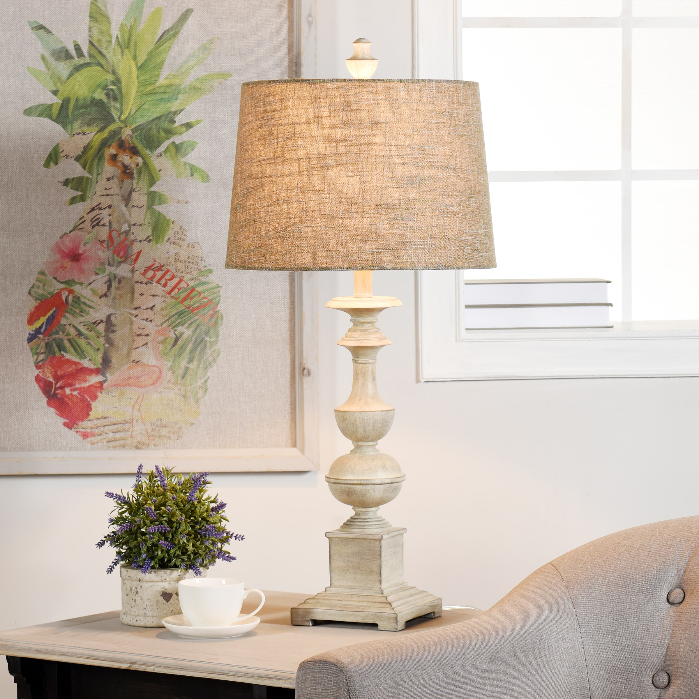 distressed cream table lamp