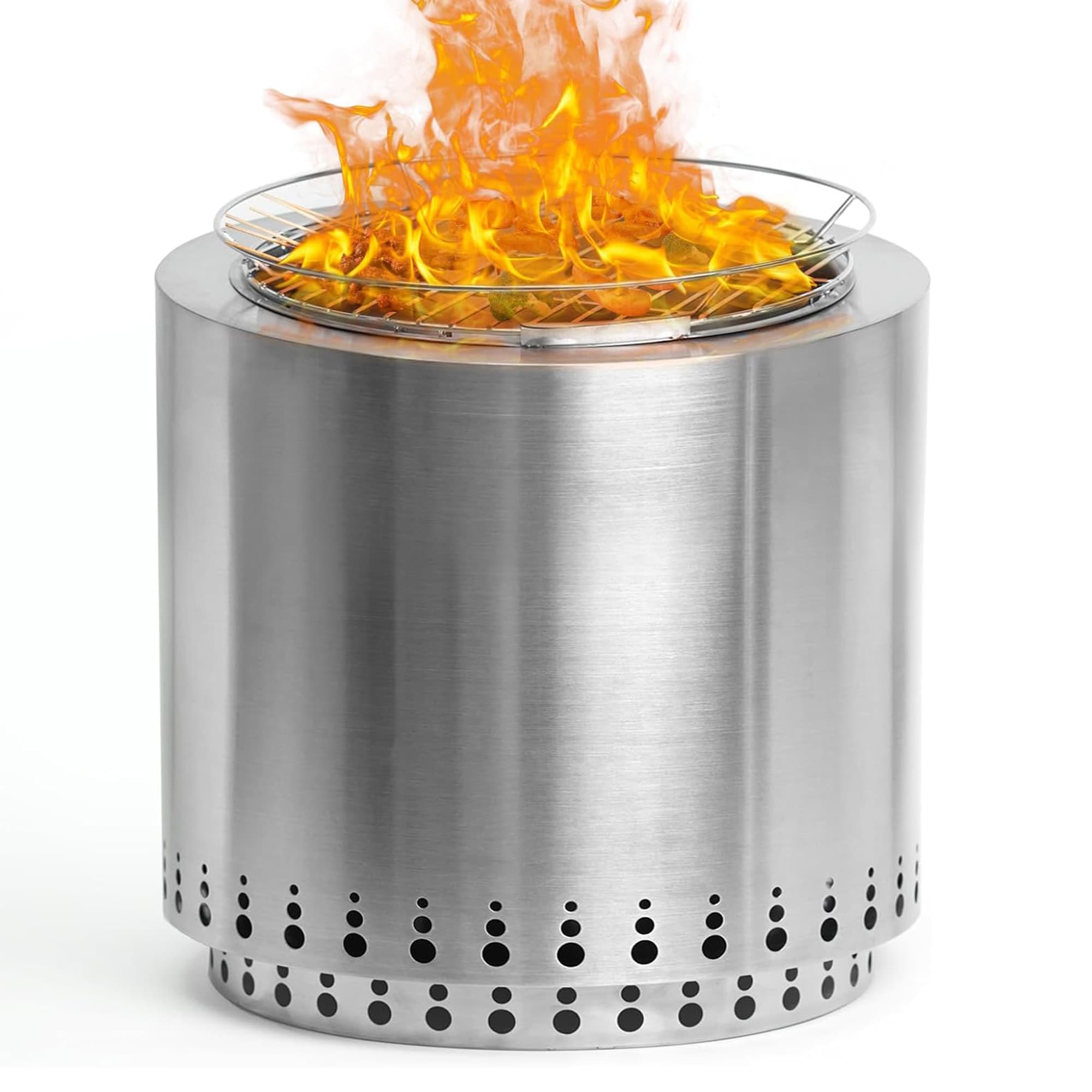 Clihome CL-AFP08 17.01-in W Silver Stainless steel Wood-Burning Fire Pit