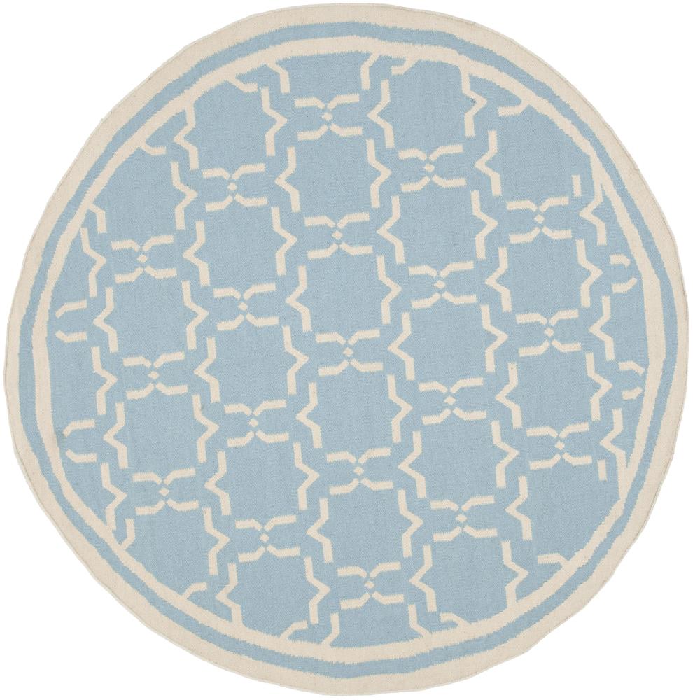 Safavieh DHU545B-6R Dhurries Talia 6 x 6 (ft) Wool Light Blue/Ivory Round Indoor Geometric Coastal Area rug