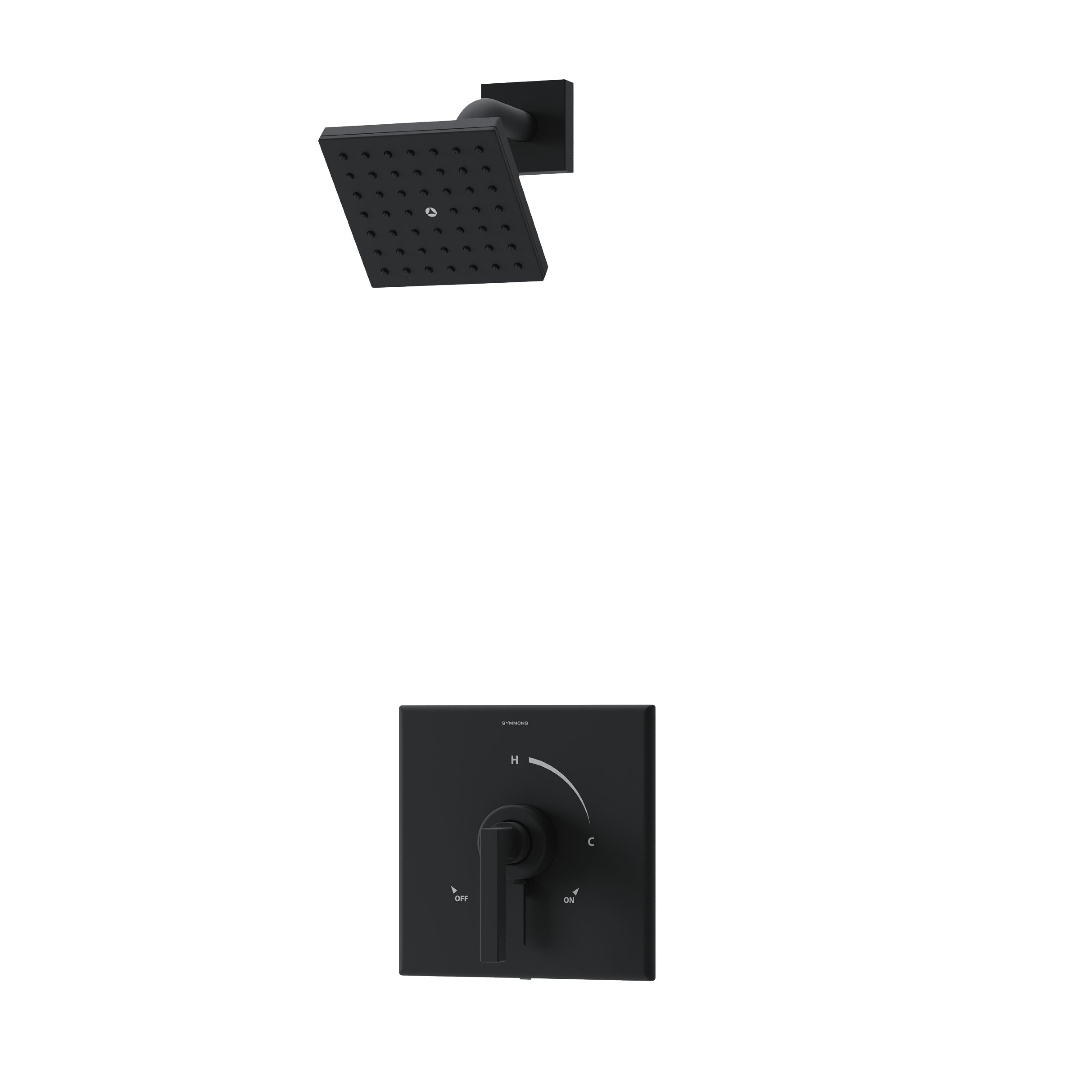 Symmons S3691MB15TRM Duro Matte Black 1-handle Single function 4.92-in Square Shower Faucet