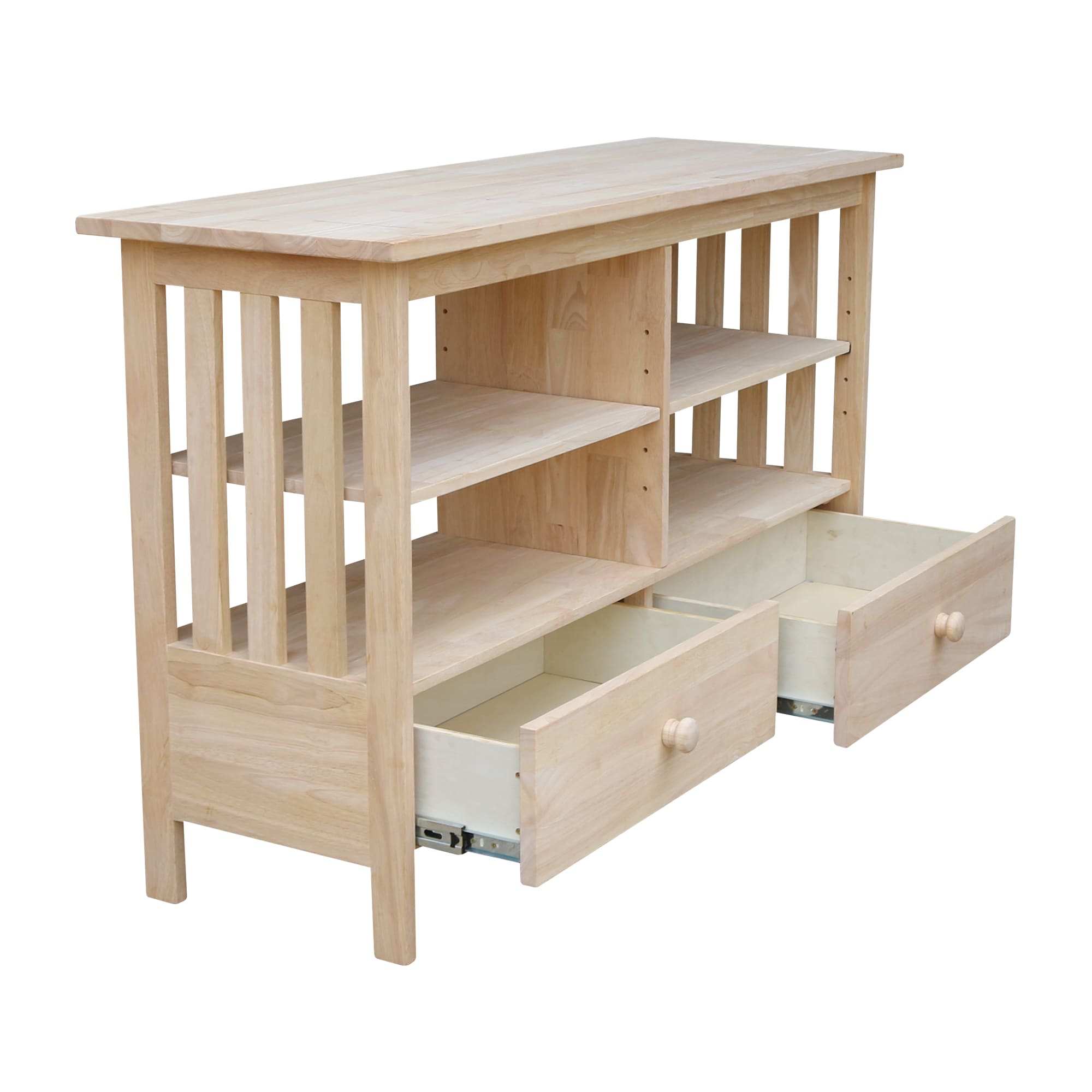 Solid Wood Classic Mission TV Stand with Cabinet - Light Brown