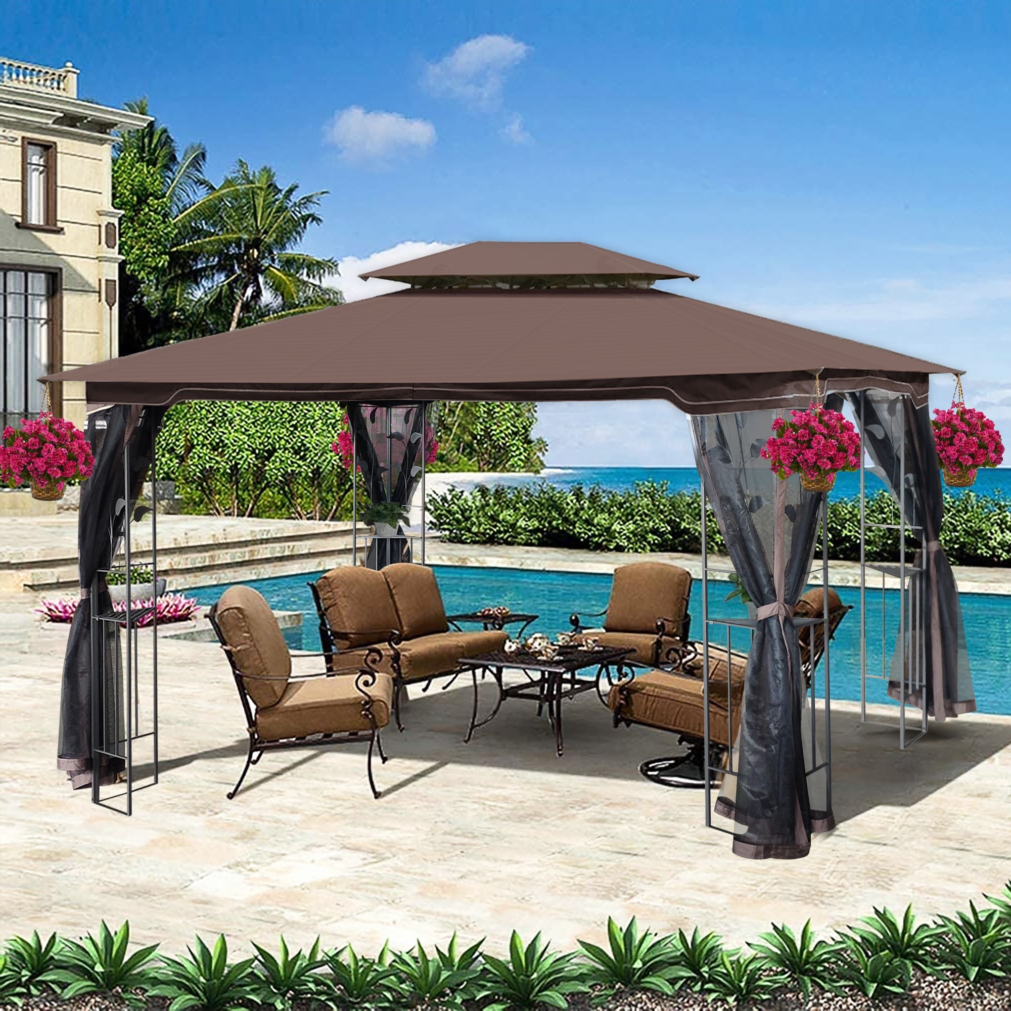 Xspracer ML-GA2173 13-ft x 10-ft GA Brown with Soft Top Roof (Screen Included)