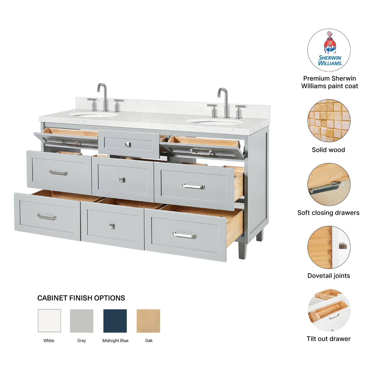 ARIEL B66DCQOVOGRY Bath-Vanity-Combo - View #5