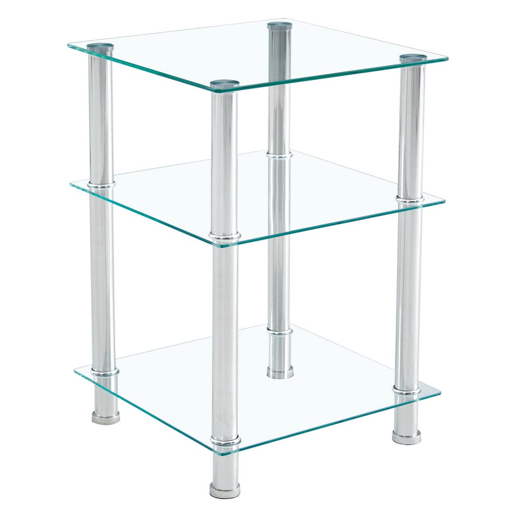 Winado 303010608038 16.5-in W x 24.2-in H Clear Glass Modern End Table with Storage Assembly Required