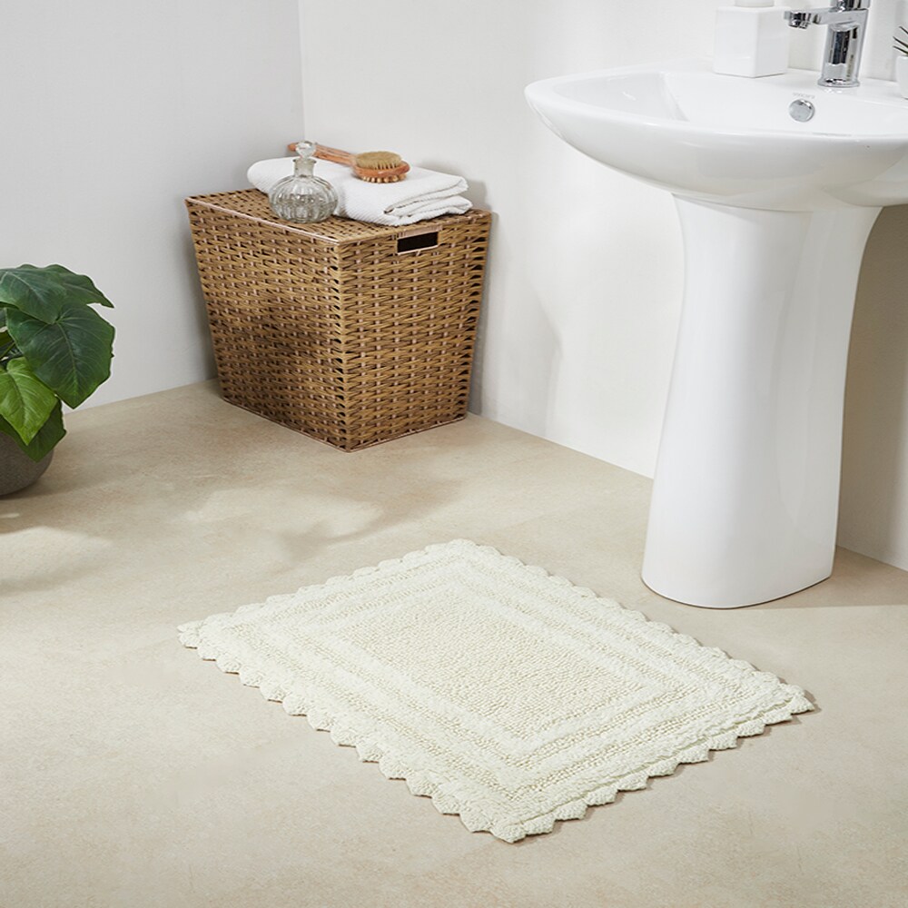 Better Trends 40-in x 24-in Ivory Cotton Bath Rug in Off-White