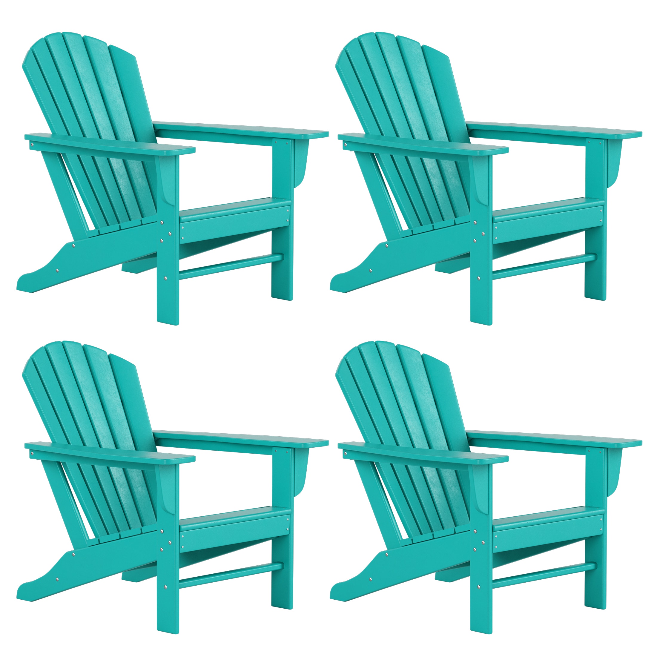 Westin Furniture OP6001-TQ-4 Altura Set of 4 Turquoise HDPE Frame Stationary Adirondack Chair with Slat Seat