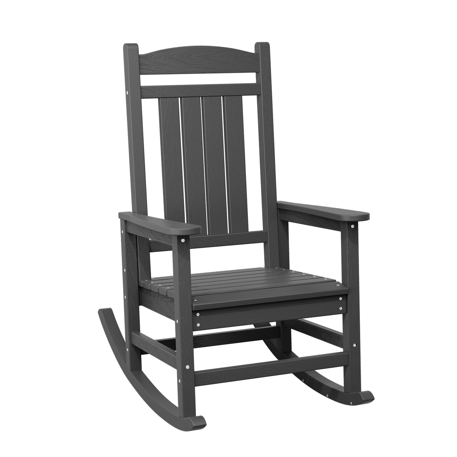 JEAREY JKTRYY-03-GY Patio Adirondack Rocking Chair Gray HDPE Frame Adirondack Chair with Slat Seat