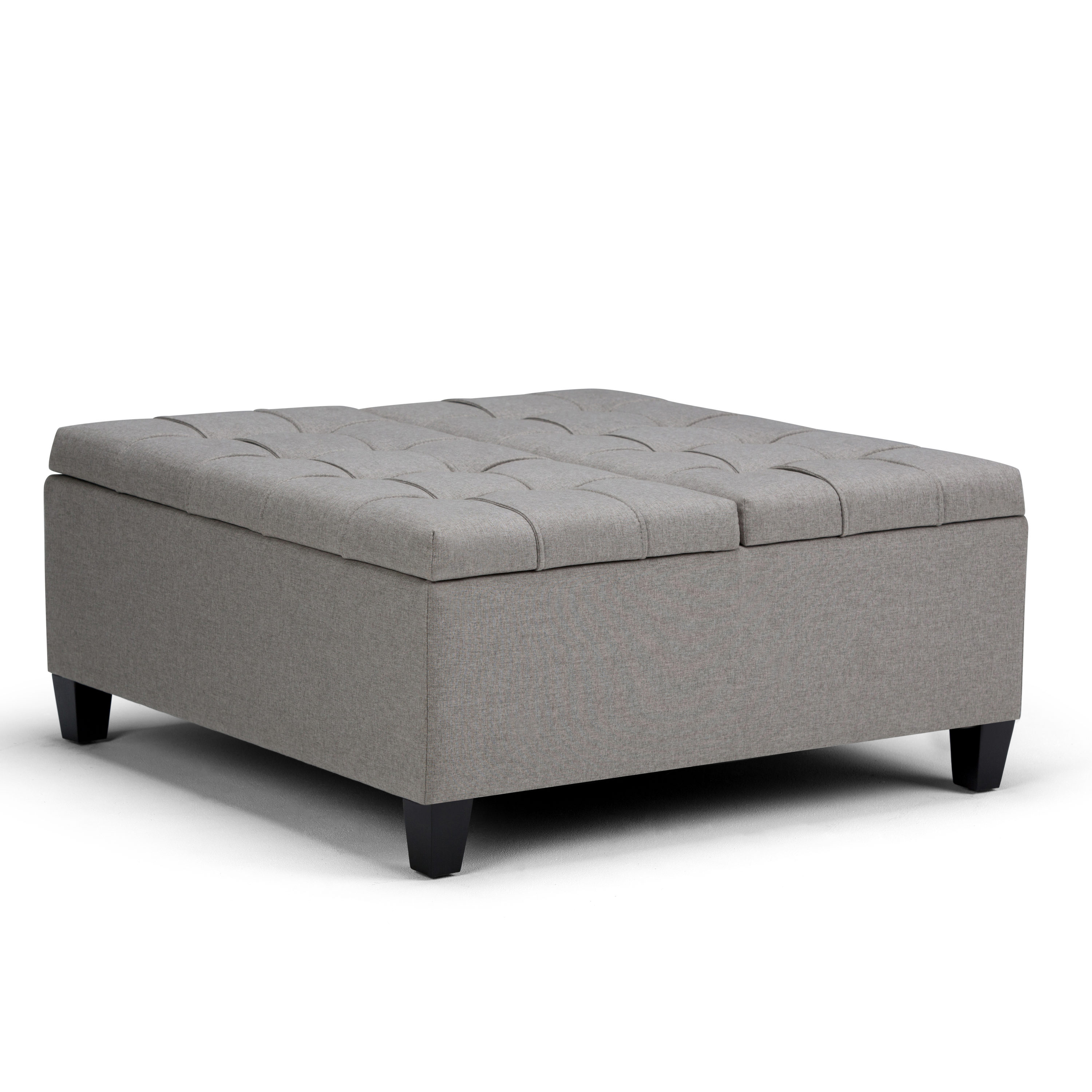 Simpli Home AXCOT-265-LGL Harrison Casual Dove Grey Storage Ottoman