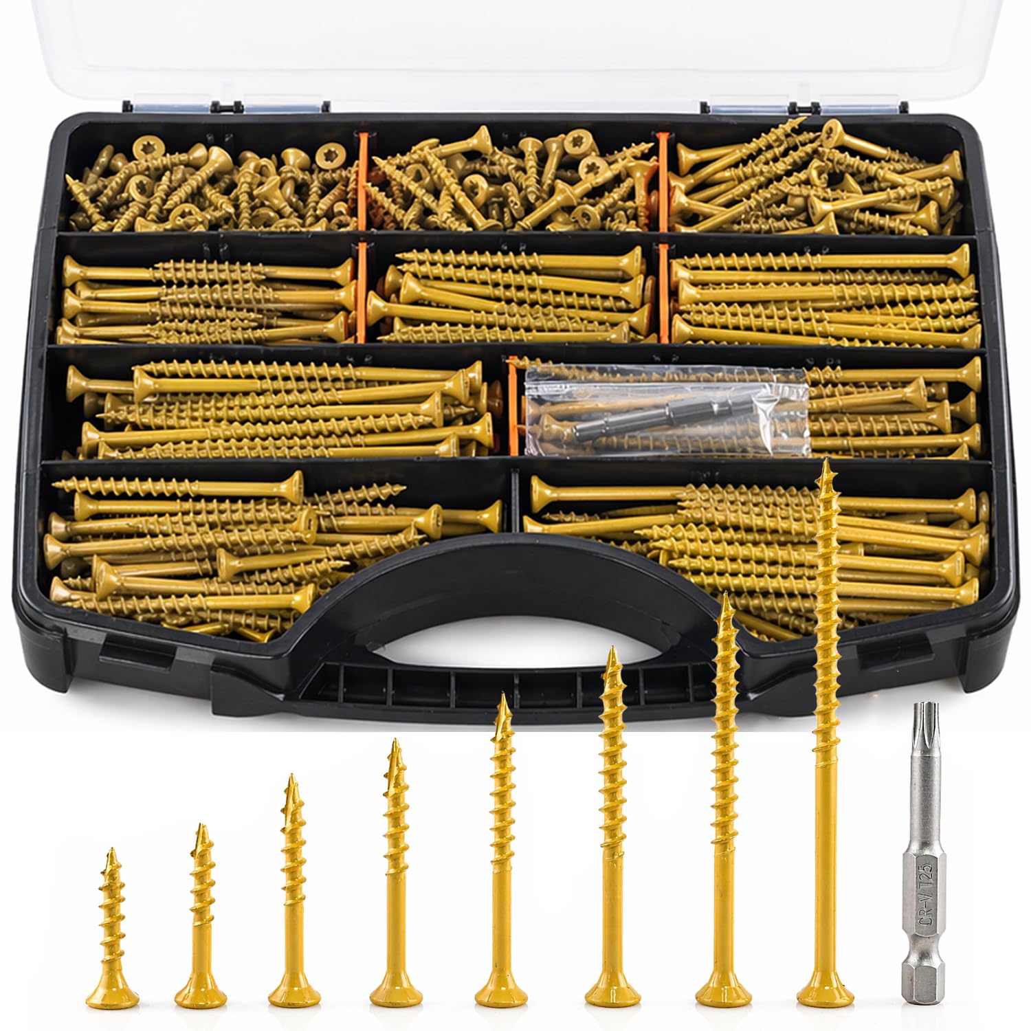 Phewnyzo  Deck Screws Assortment Kit Multi Size Fasteners Set for Decking and Outdoor Wood Projects 490 Pack durable home and garden accessory
