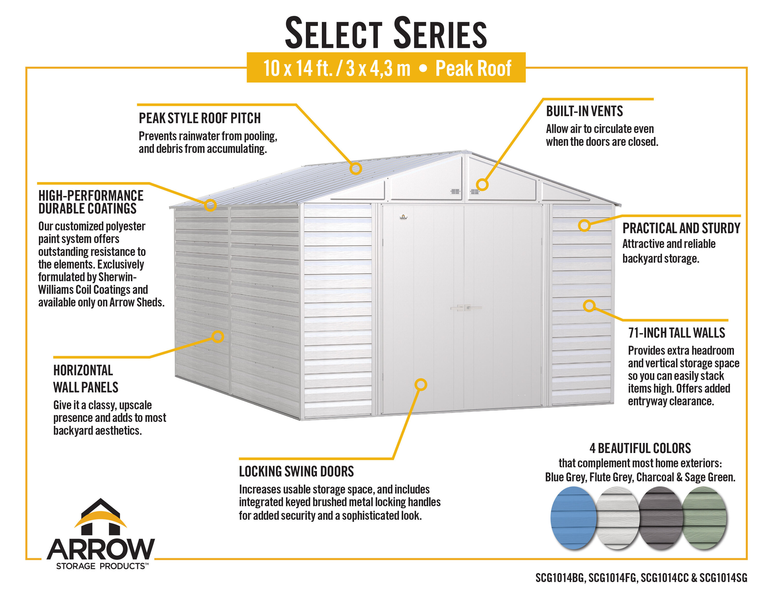 Arrow SCG1014SG Metal-Storage-Buildings-Sheds - View #10