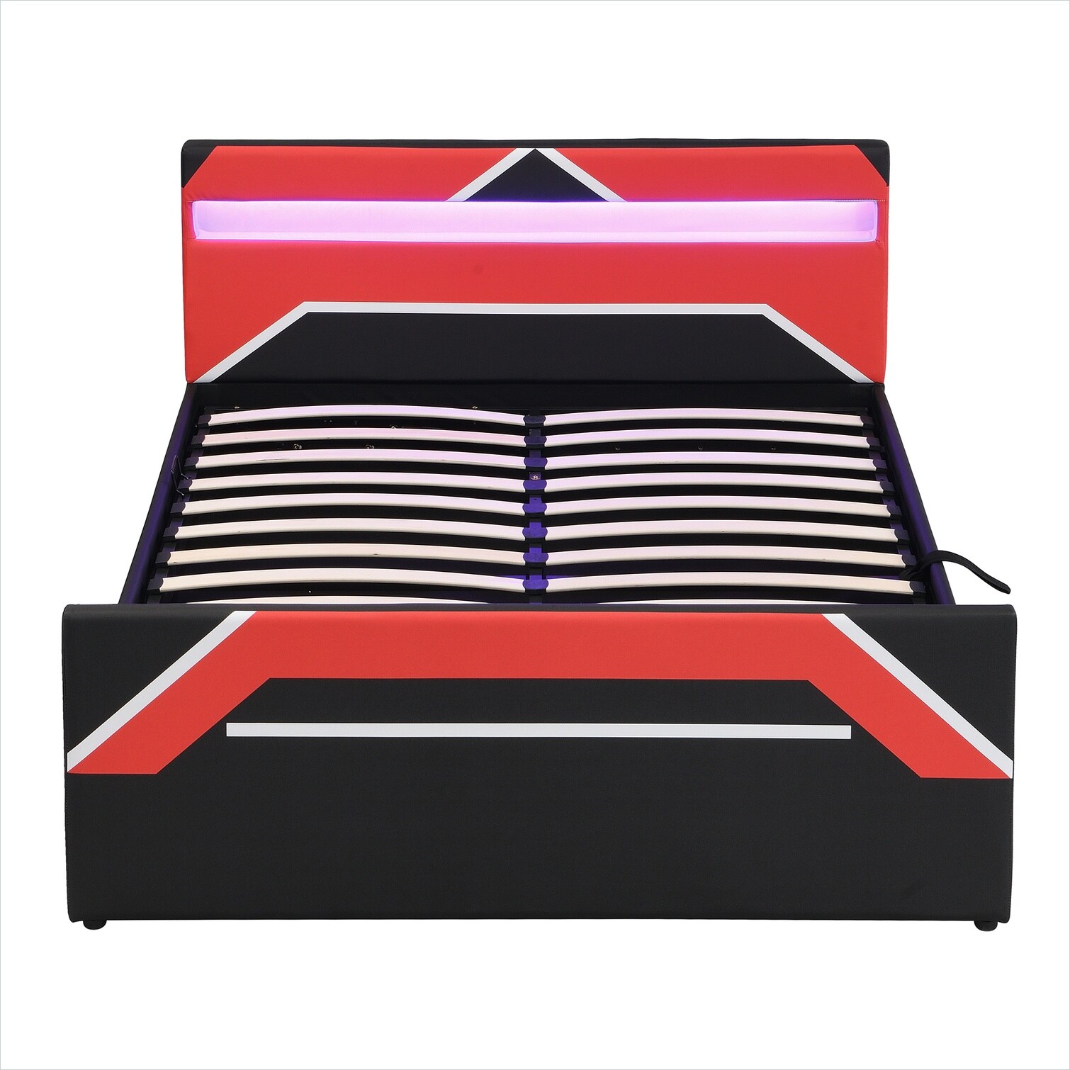 SunJet Queen Upholstered Platform Bed with LED Headboard and