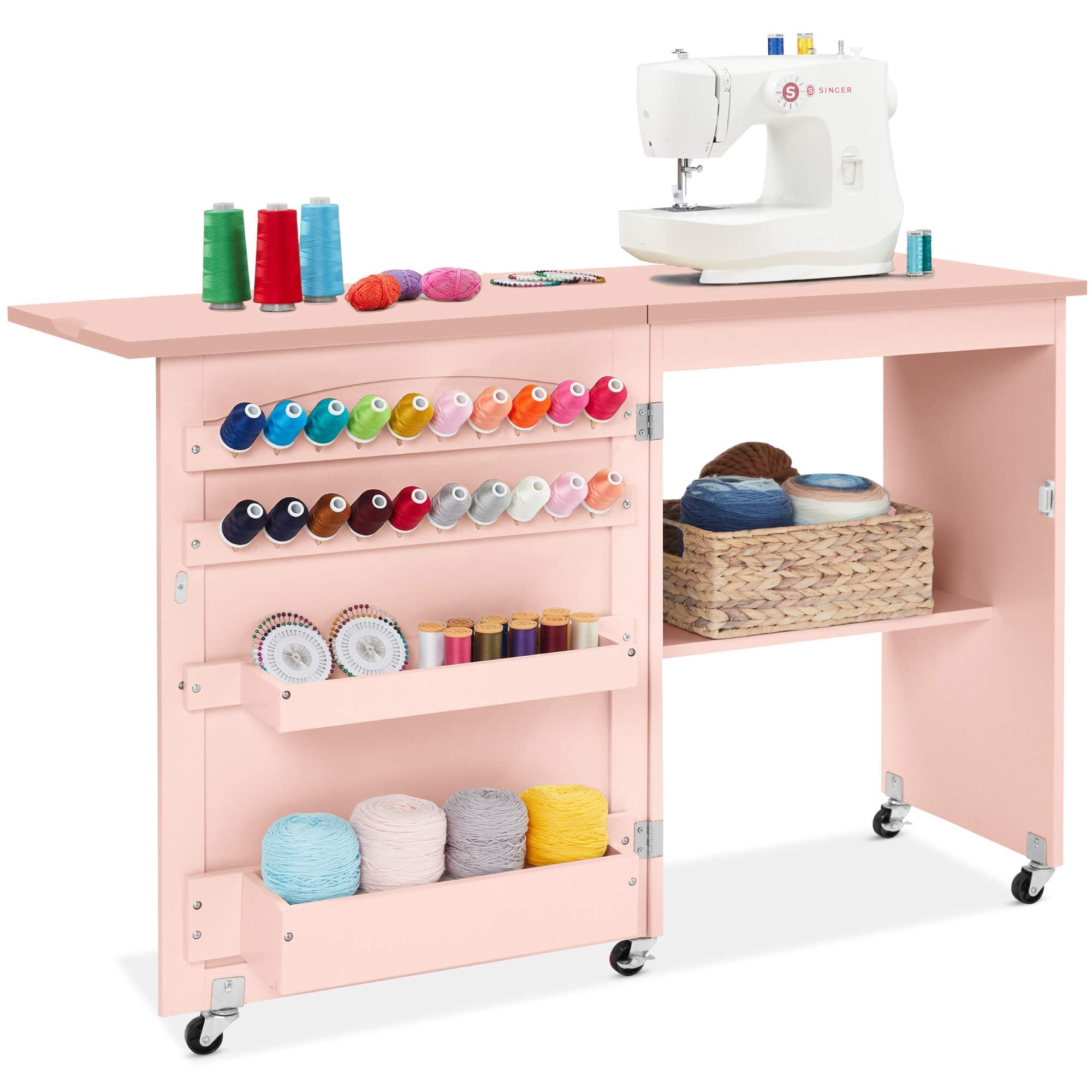 Best Choice Products SKY10796 Sewing Machine Table  Desk w/ Craft Storage and Trays