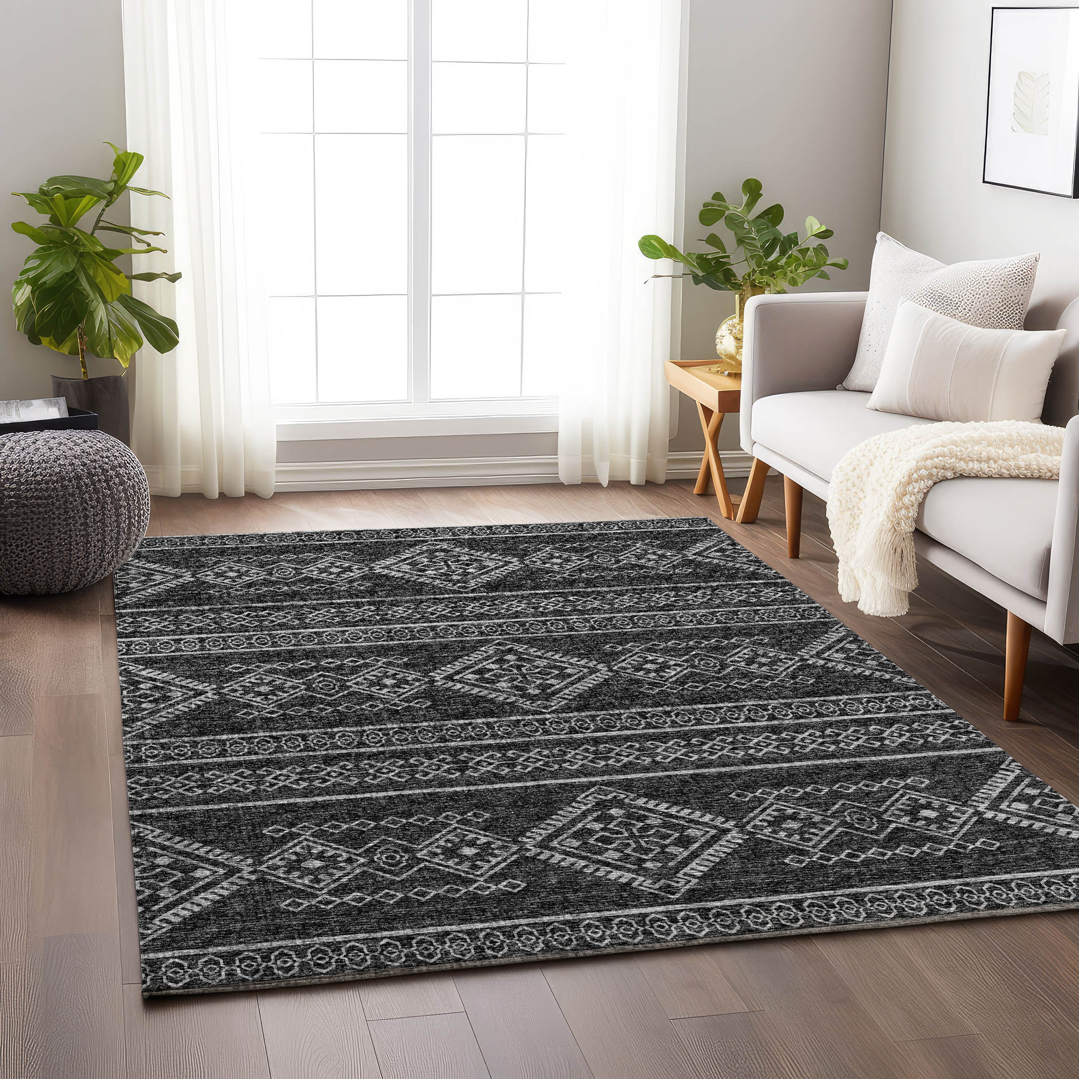Addison Rugs AMF120GR30X46 Mayfield AMF120GR 2 x 3 (ft) Loomed Polyester Gray Rectangular Indoor Geometric Machine washable Area rug
