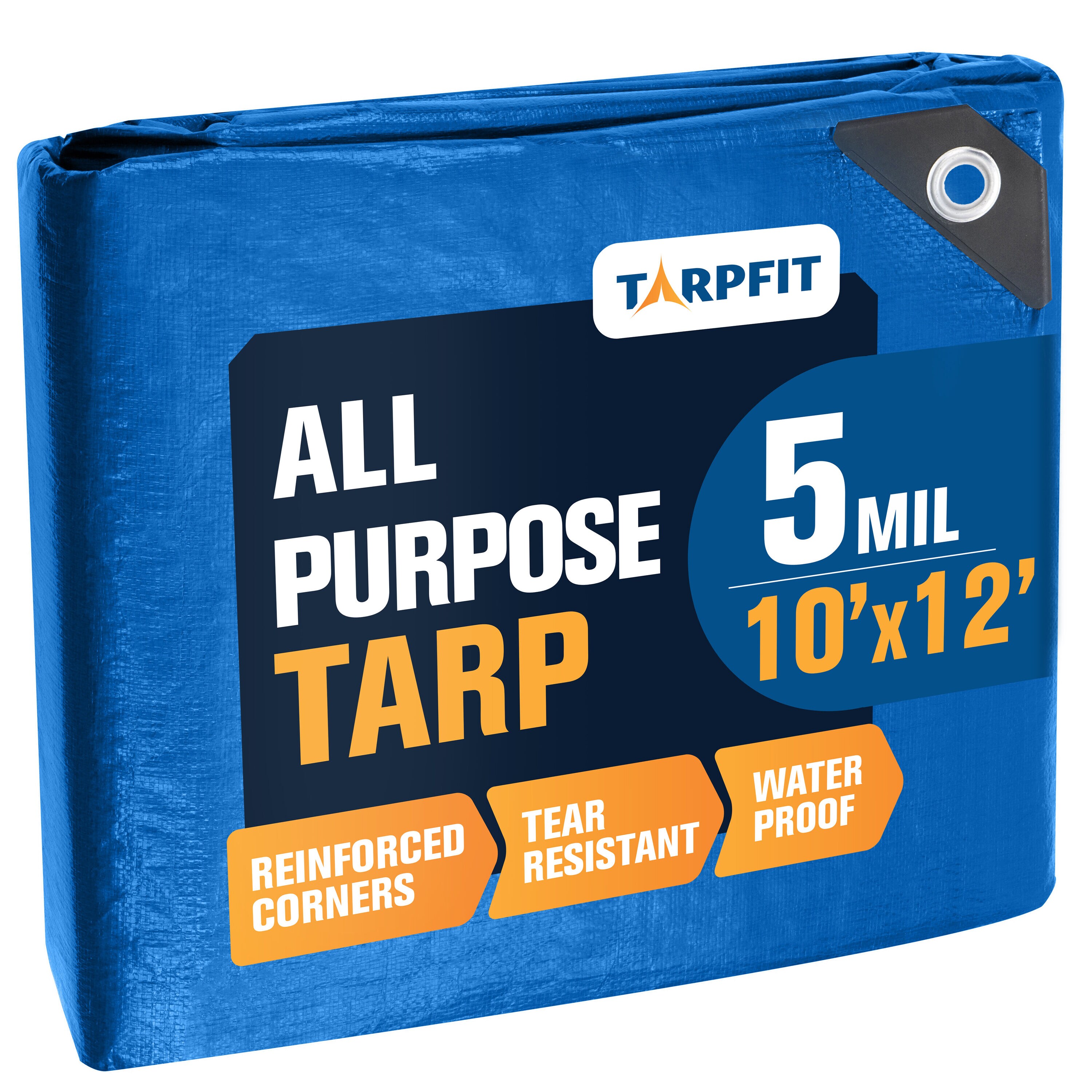 TARPFIT T5F-BL1012 10-ft x 12-ft Blue Waterproof Commercial Polyethylene 5-Mils Tarp